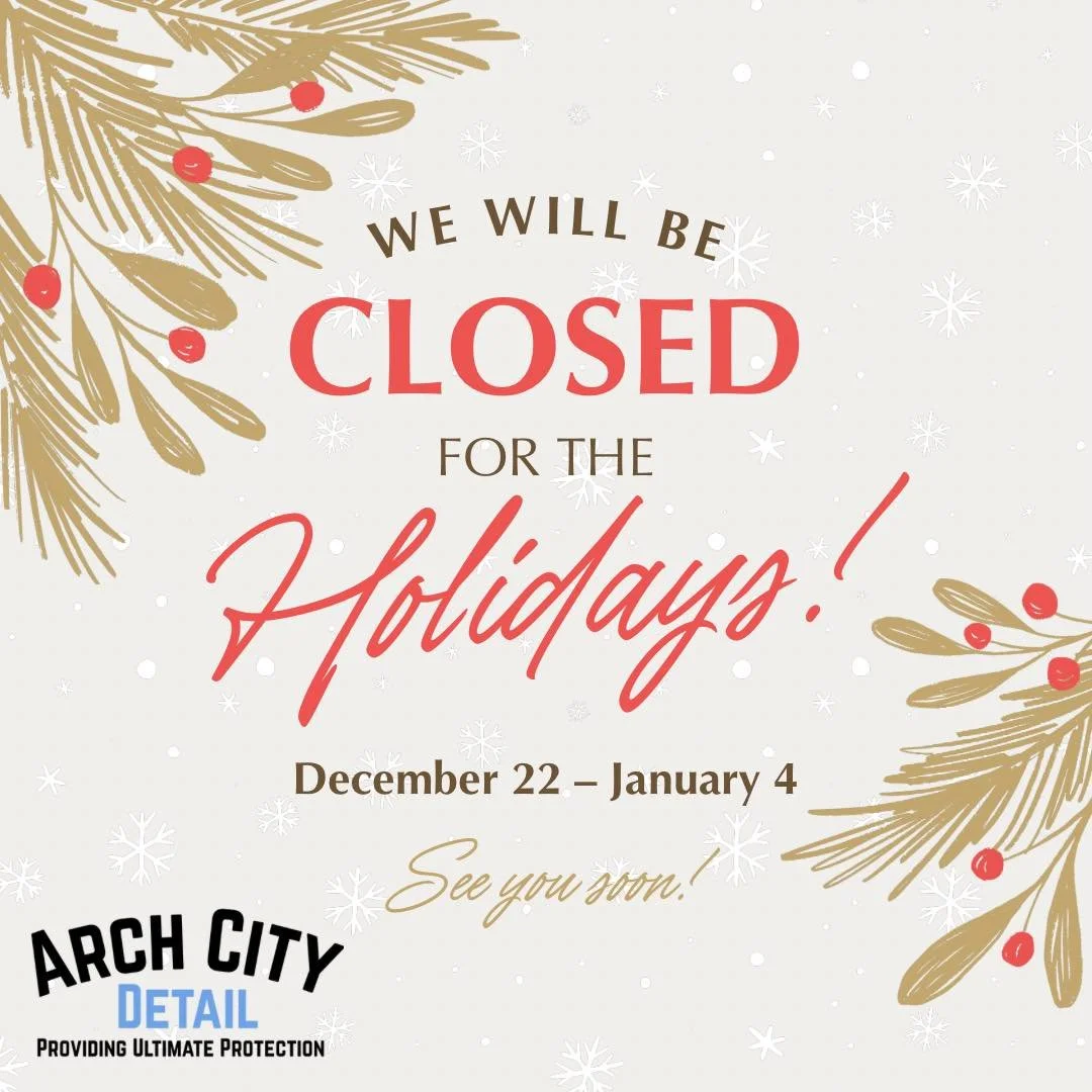 Happy Holidays!
Arch City Detail will be closed for the holidays.
Please book your appointment for January on our website. ArchCityDetail.com