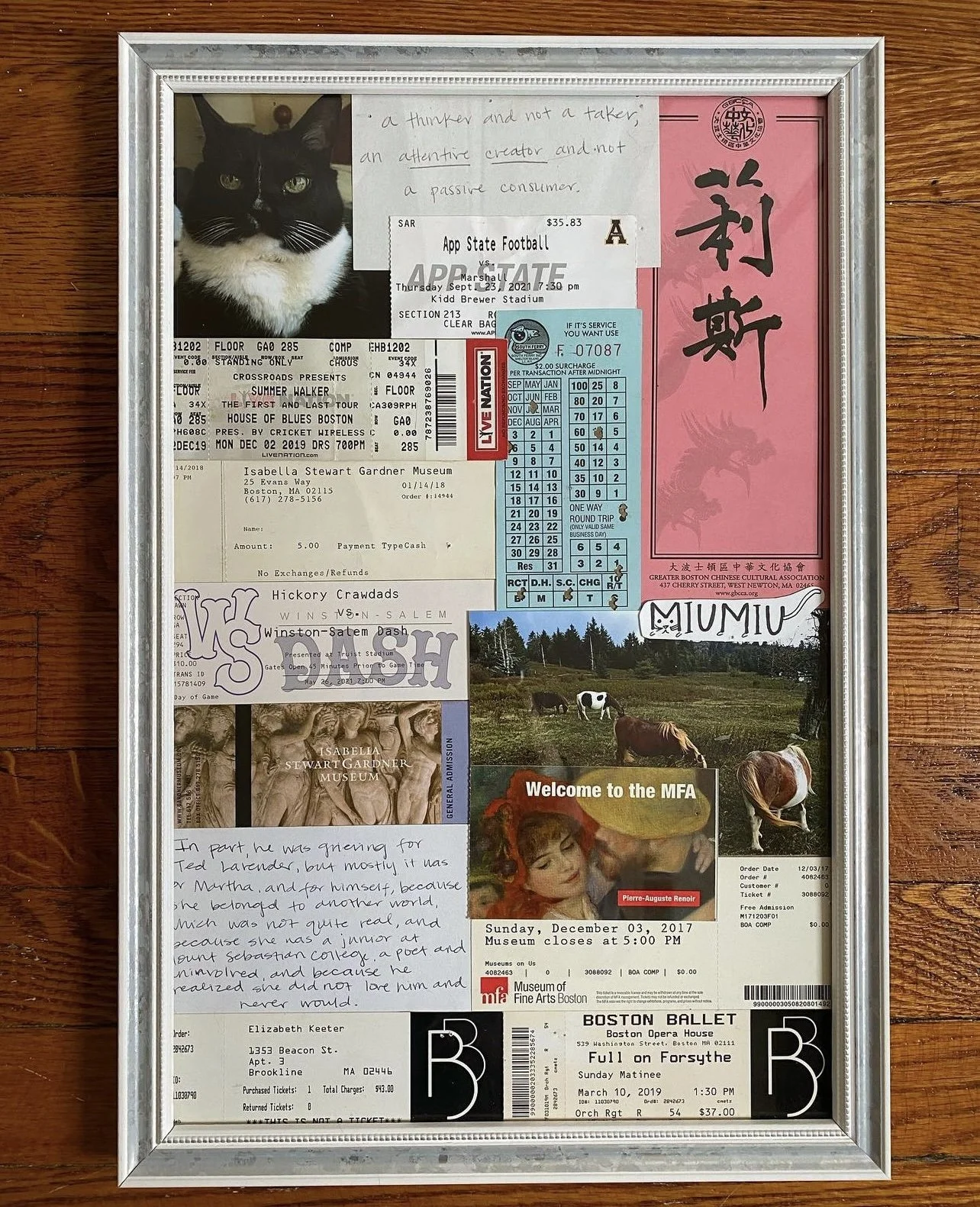 A framed moodboard created by Liz Keeter.