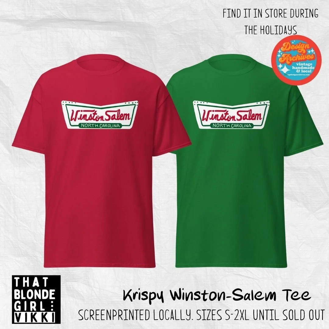 Need a last minute gift for the townie in your life? Have no fear - I have a full stock of tees and other stocking stuffers @designarchives.ws  on 4th Street in Winston-Salem! Screenprinted locally. While supplies last.

#winstonsalem #wsnc #dtws #de