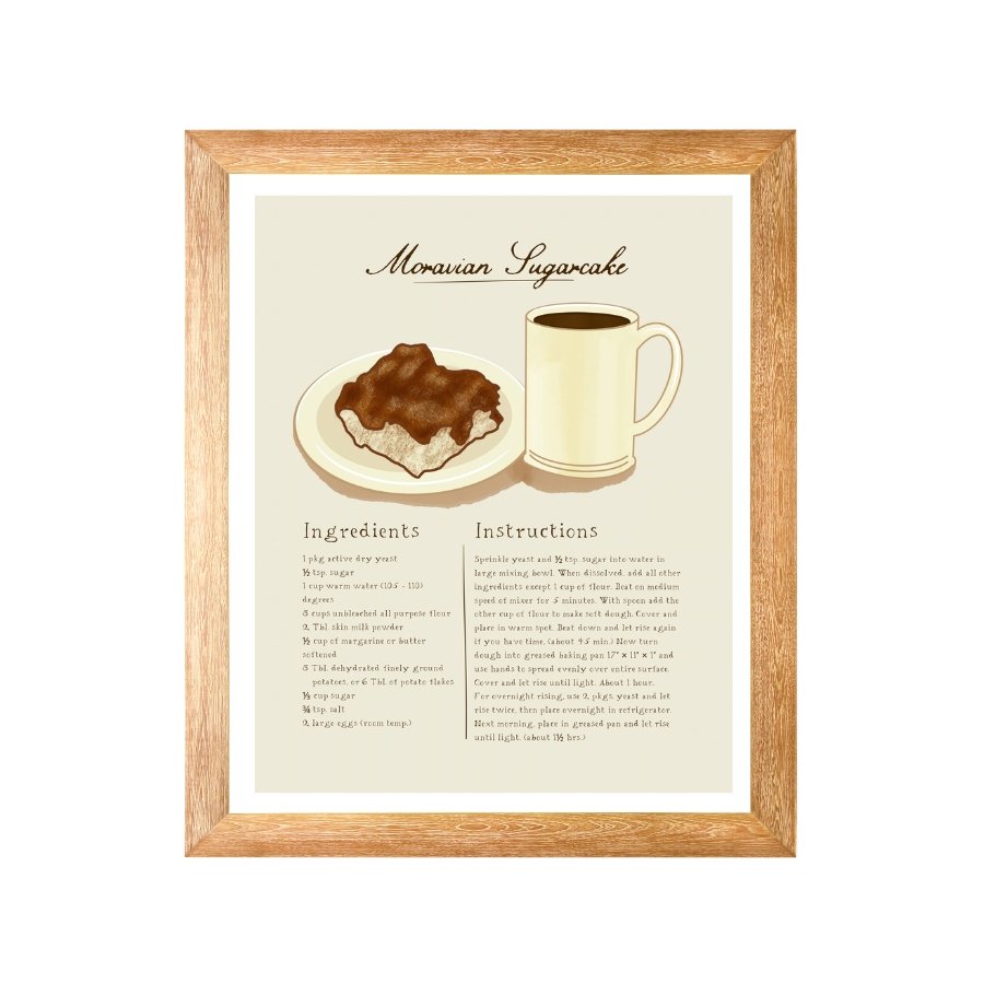 Moravian Sugar Cake Recipe 8x10 Print