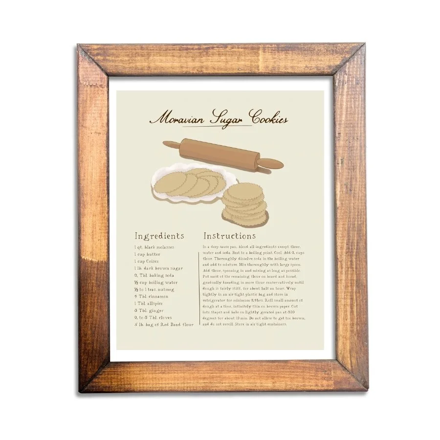 Moravian Sugar Cookie Recipe 8x10 Print
