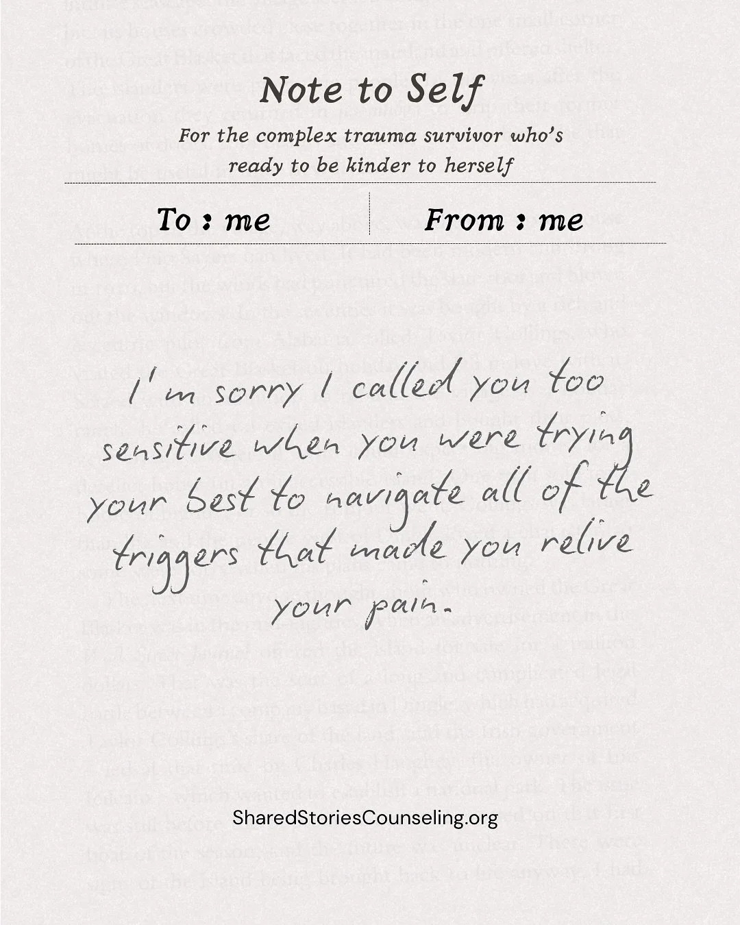 For the last seven years, l've been on a mission to validate and empower survivors of complex trauma who describe themselves as too anxious, numb, irritable, shut down, constantly on-edge or stuck in survival mode.

If you're an adult in Massachusett