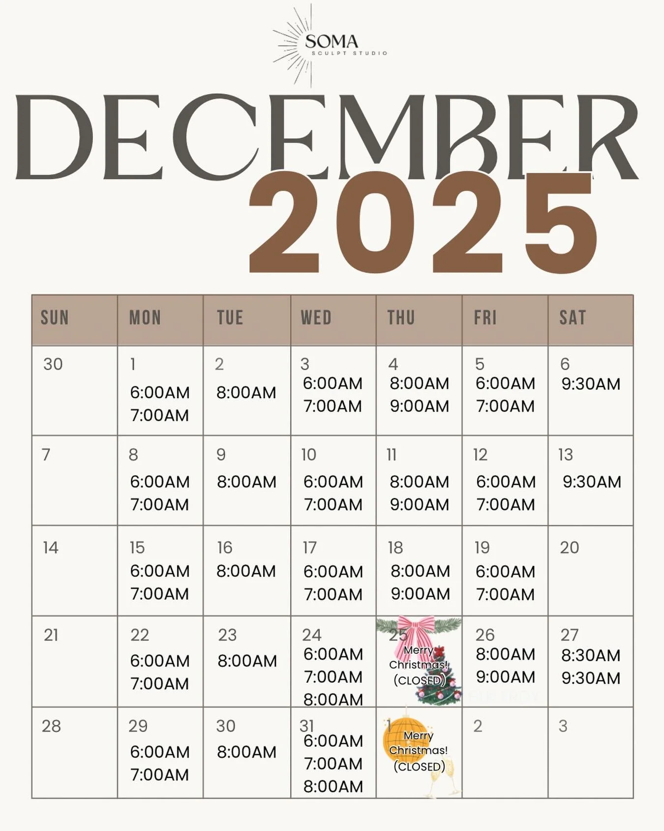 ❄️December Schedule is LIVE!❄️
With the holidays right around the corner, we&rsquo;ve added a few extra classes and class times to help you move, breathe, and stay grounded this season. 💫

Whether you&rsquo;re trying to stay consistent, find a momen