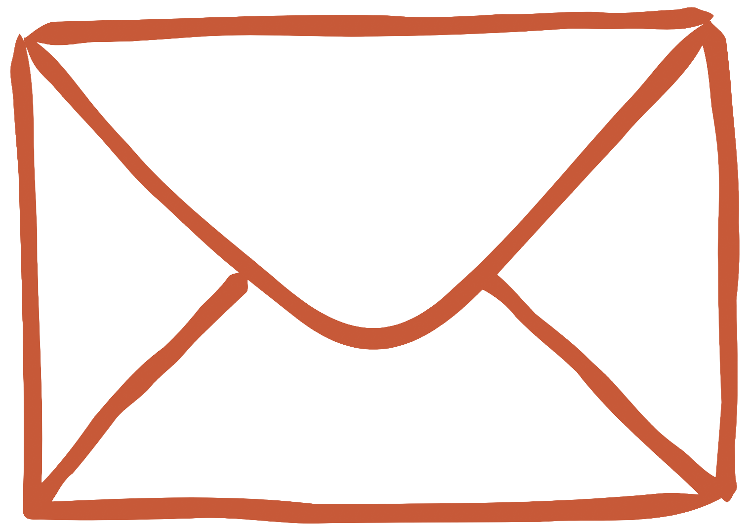 Eine orange, zeichnerische Darstellung eines Briefumschlags.