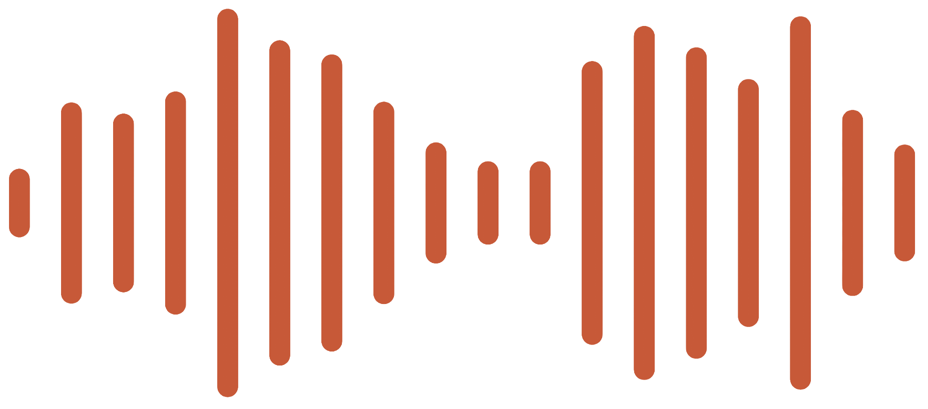 Soundwellen-Diagramm in orangener Farben auf schwarzem Hintergrund.