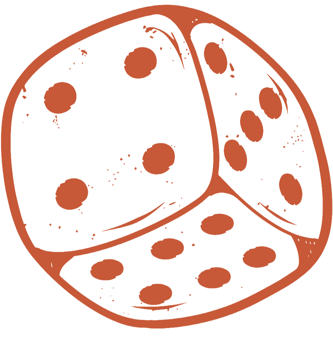 Skizzierter Würfel in Terracotta