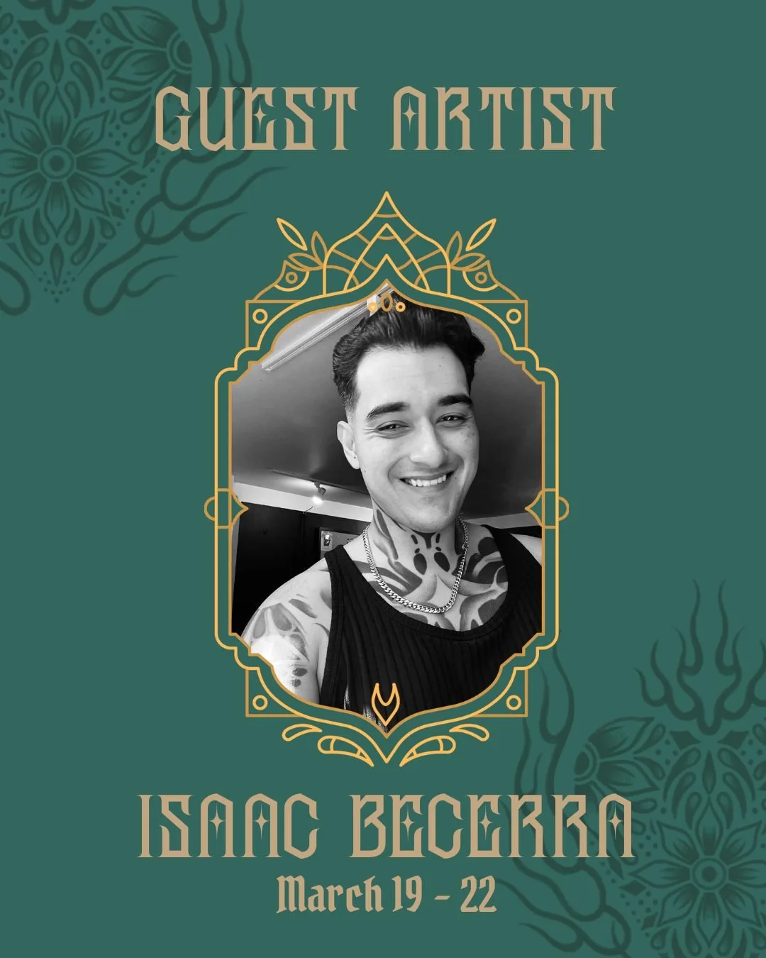 Isaac Becerra is an award-winning black and grey artist who took 1st place at the Gem State Tattoo Convention last year, representing Montana with some seriously standout work. 🔥🔥🔥

He&rsquo;ll be guest spotting with us March 19&ndash;22, and you 