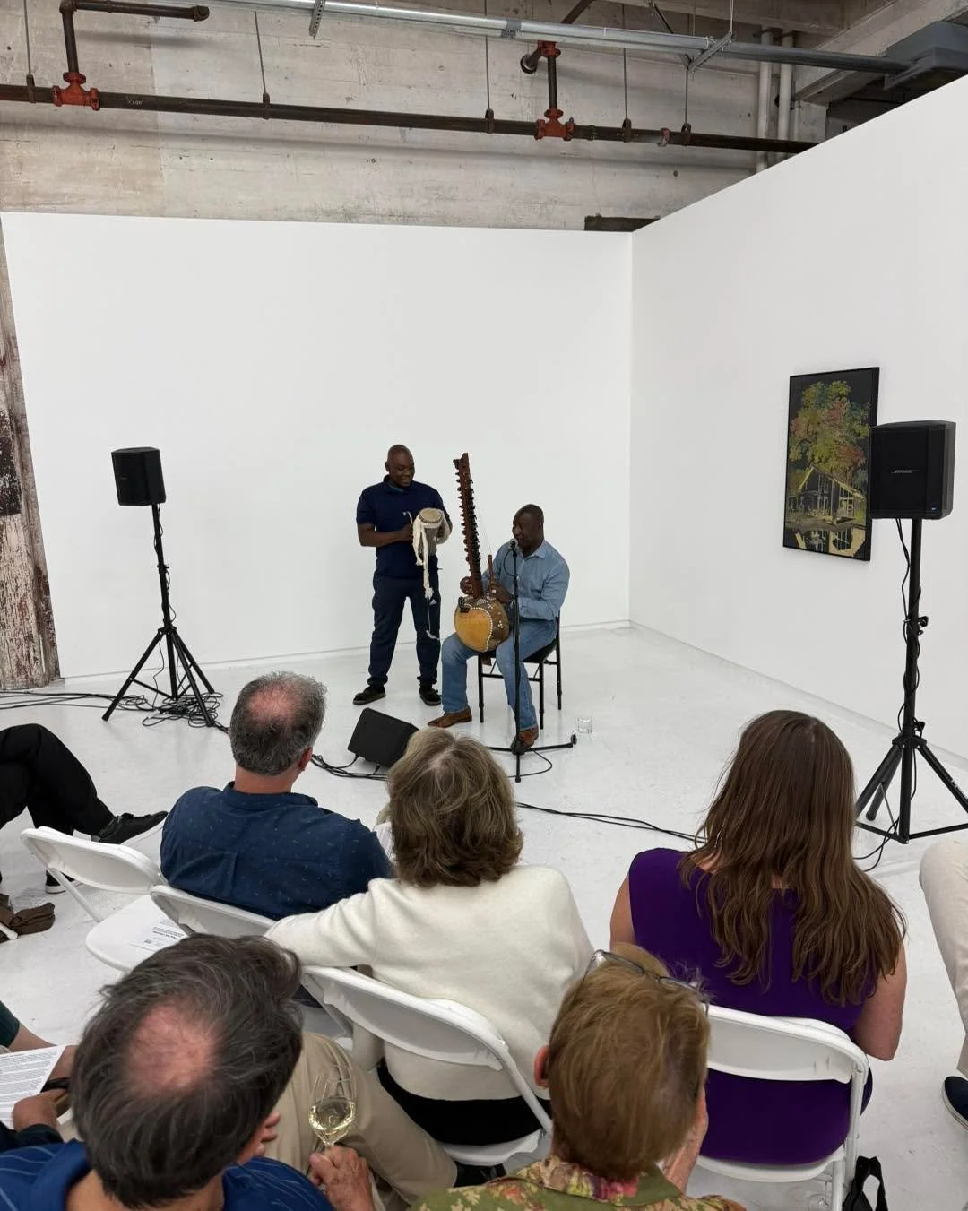 We&rsquo;re at the glorious @hosfeltgallery for a Members event, where Yacouba Sissoko is teaching us about the djeli tradition of storytelling and memory-keeping in Mali. He and percussionist Idrissa Kon&eacute; are beautiful musicians. #mali #westa