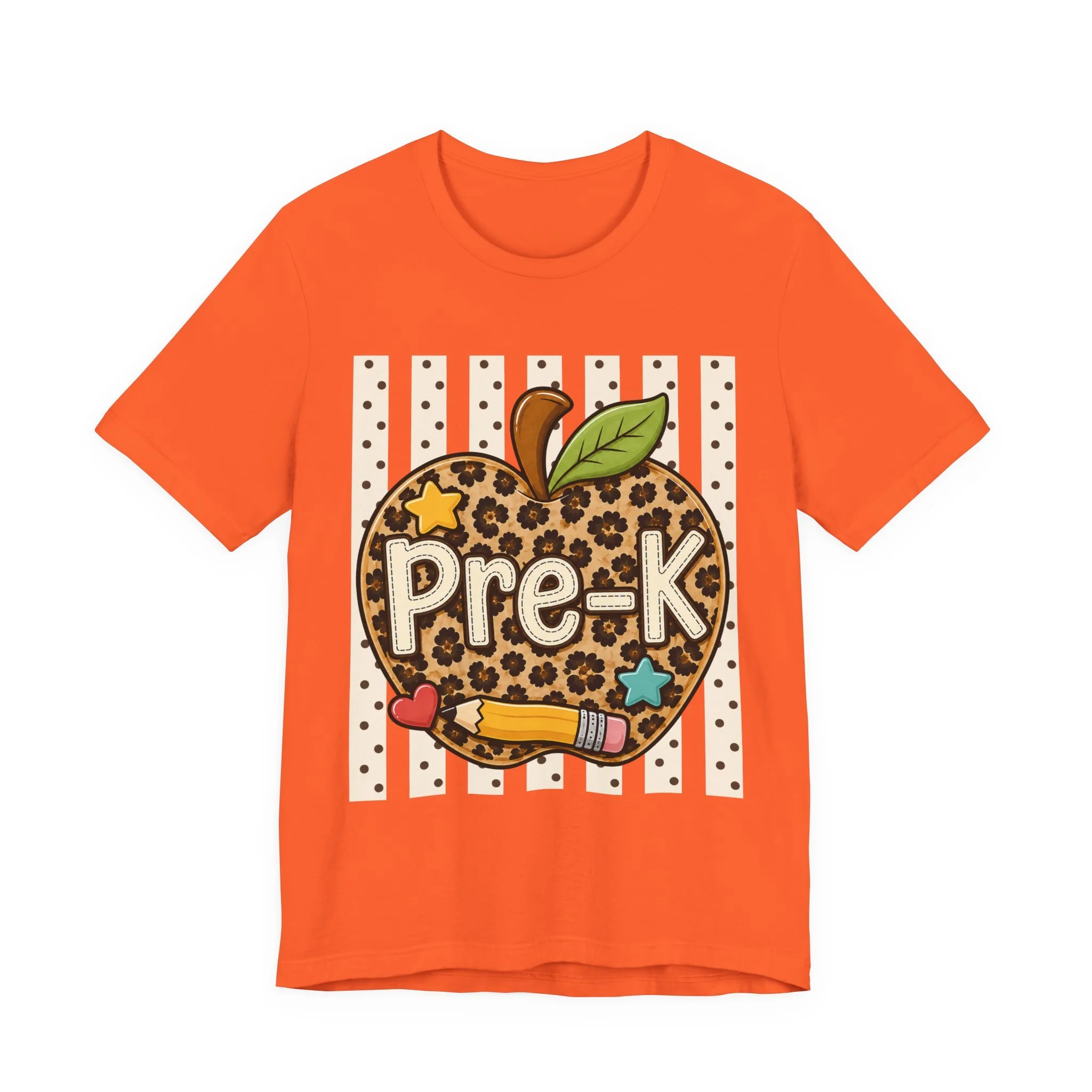 Pre-K Leopard Apple T‑Shirt – Cute Preschool Teacher / Student Tee with Pencil & Stars