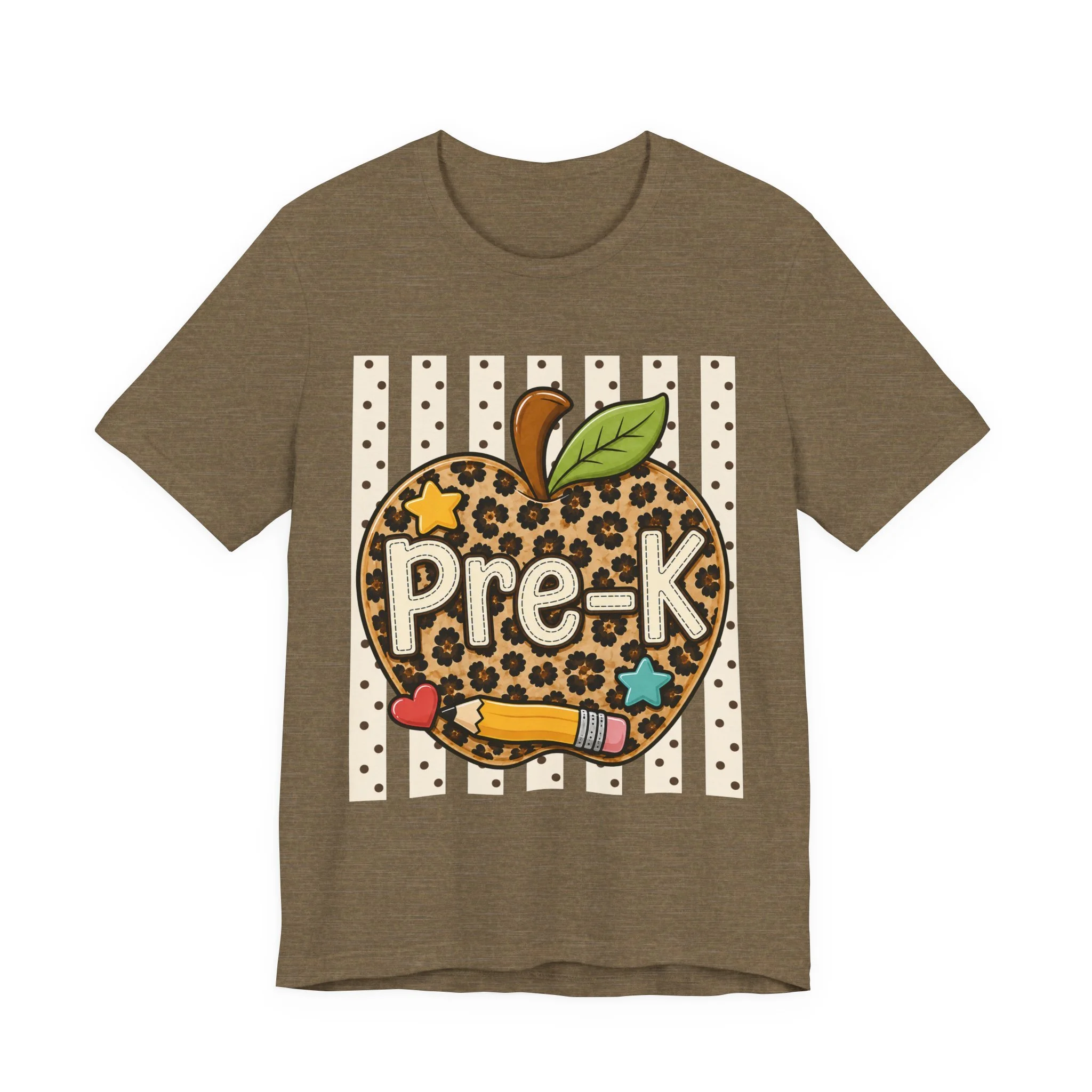 Pre-K Leopard Apple T‑Shirt – Cute Preschool Teacher / Student Tee with Pencil & Stars