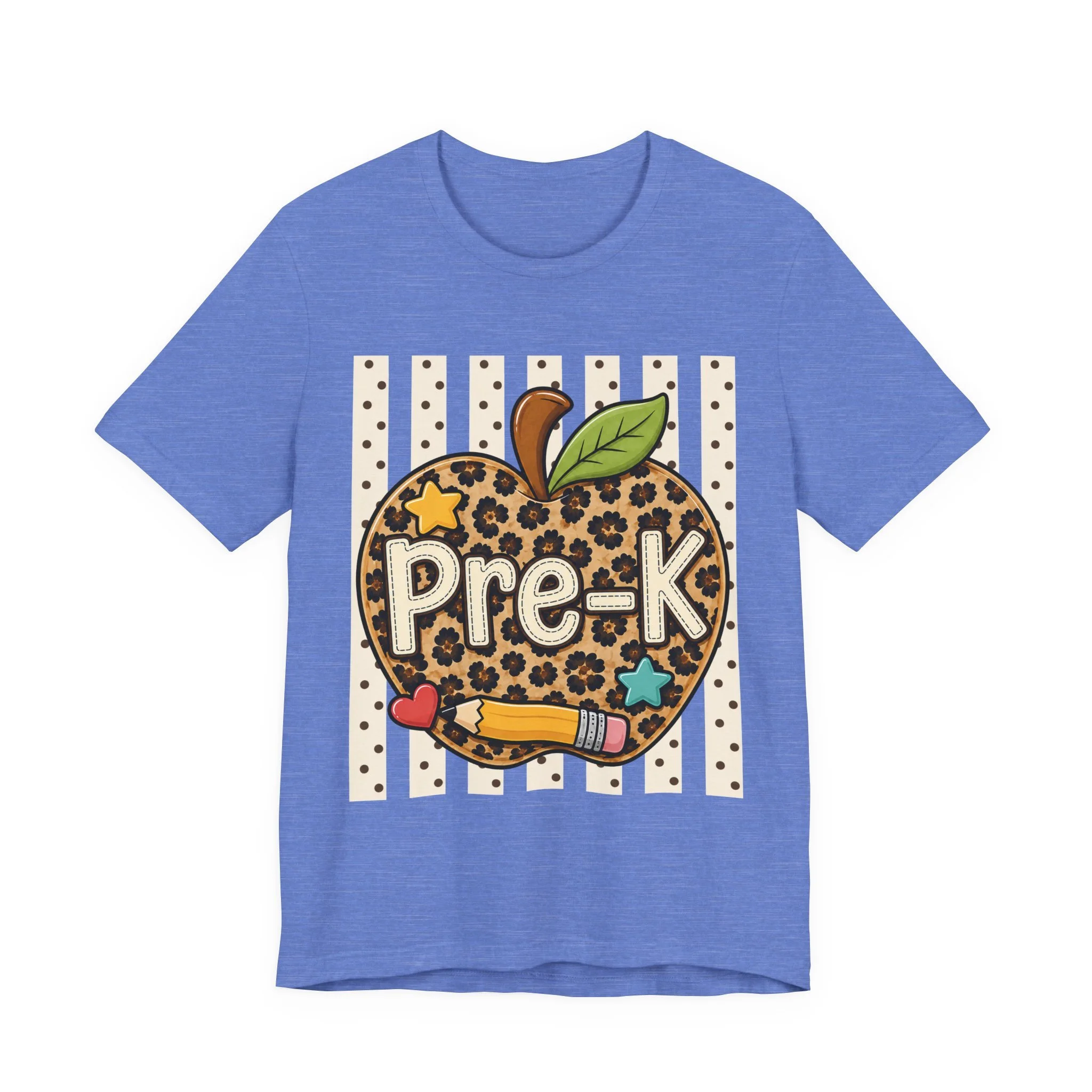 Pre-K Leopard Apple T‑Shirt – Cute Preschool Teacher / Student Tee with Pencil & Stars