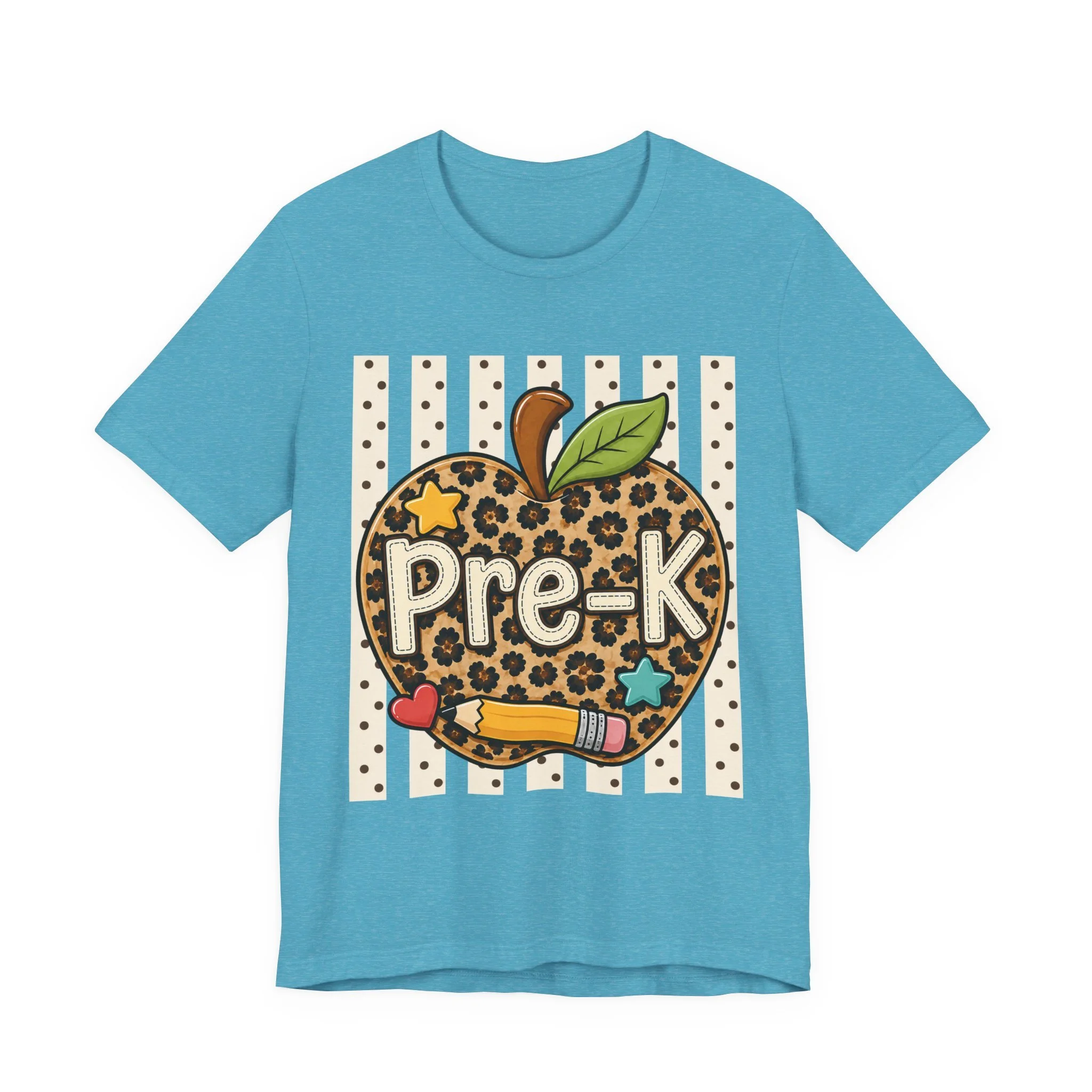 Pre-K Leopard Apple T‑Shirt – Cute Preschool Teacher / Student Tee with Pencil & Stars