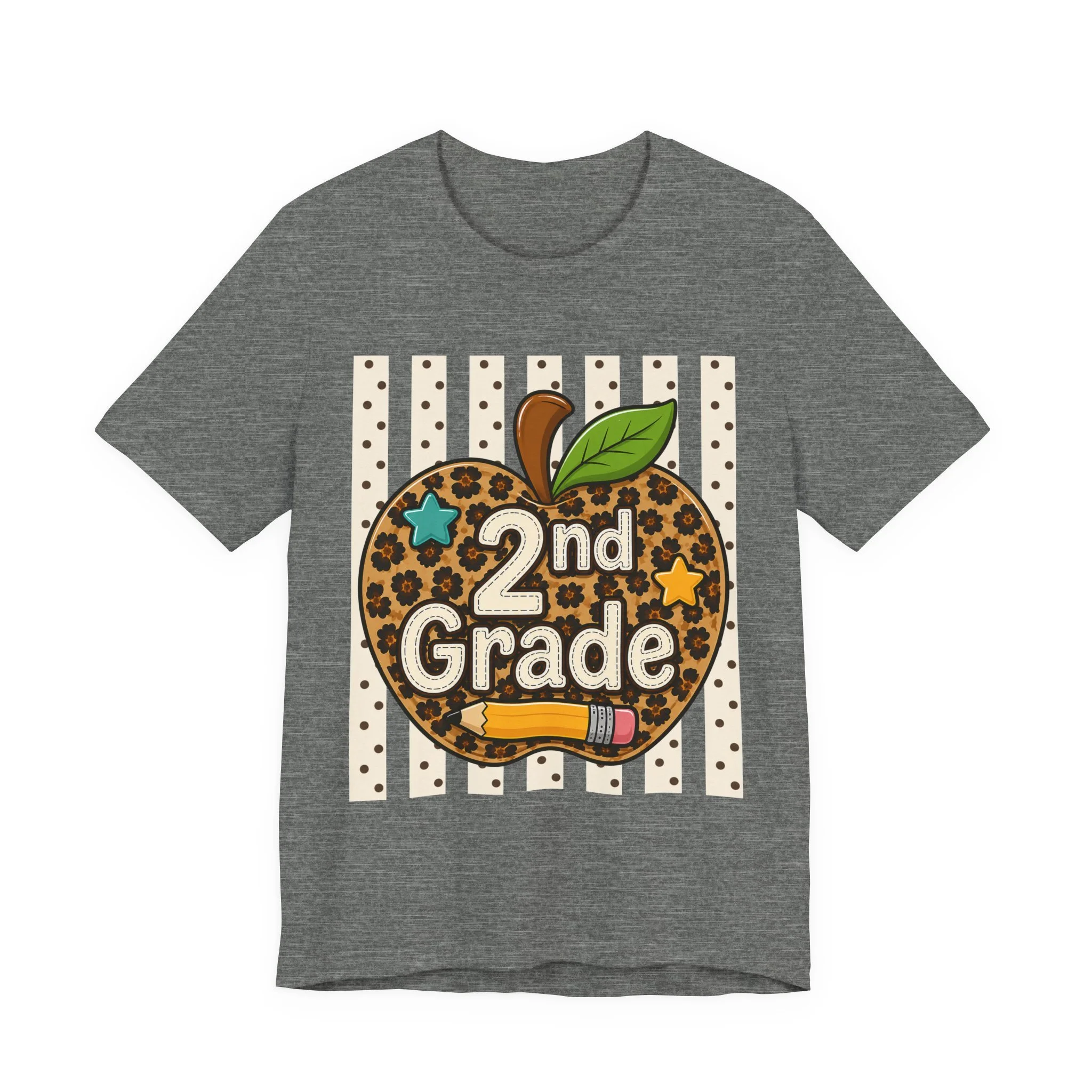 2nd Grade Leopard Apple Tee — Cute Back-to-School Shirt for Teachers & Students