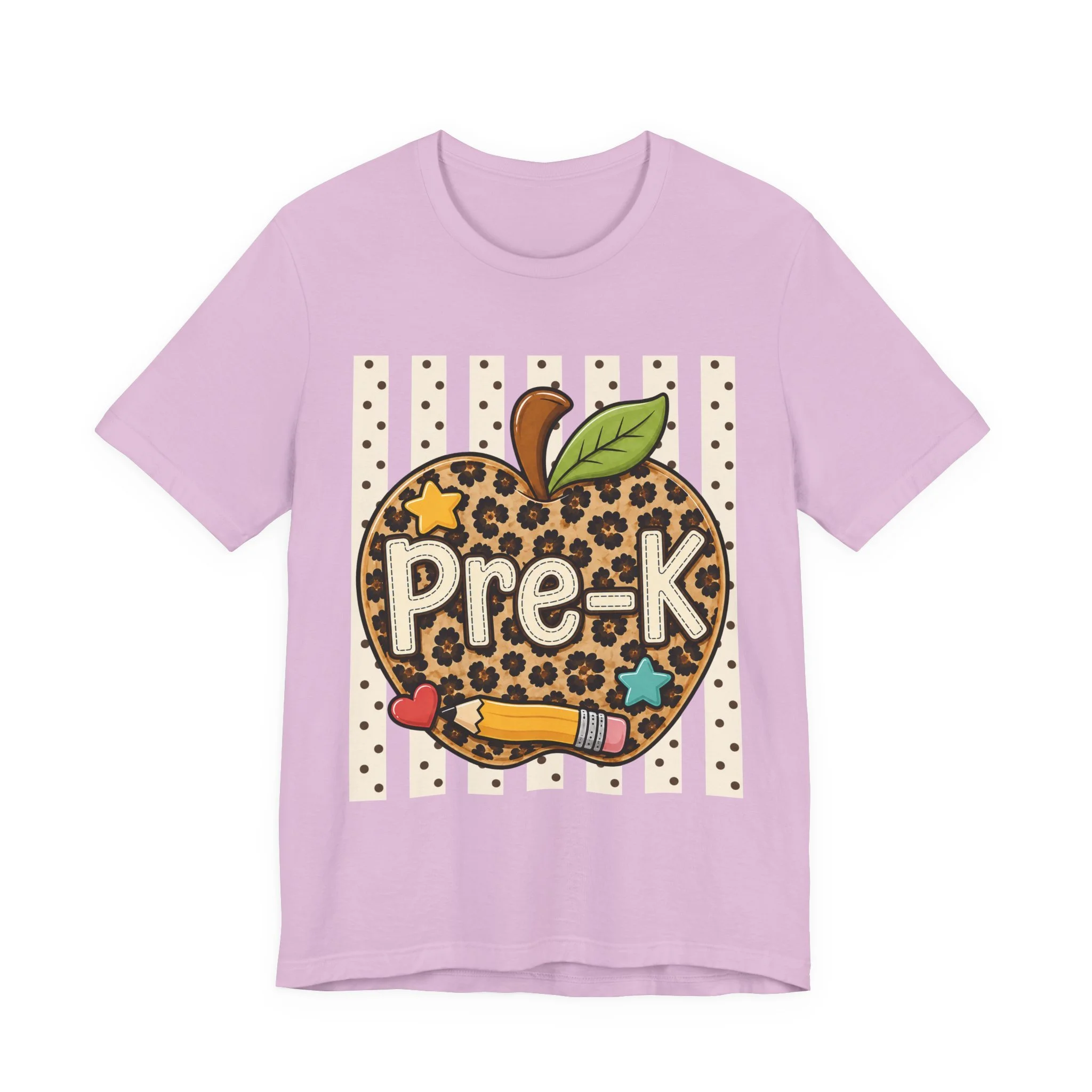 Pre-K Leopard Apple T‑Shirt – Cute Preschool Teacher / Student Tee with Pencil & Stars