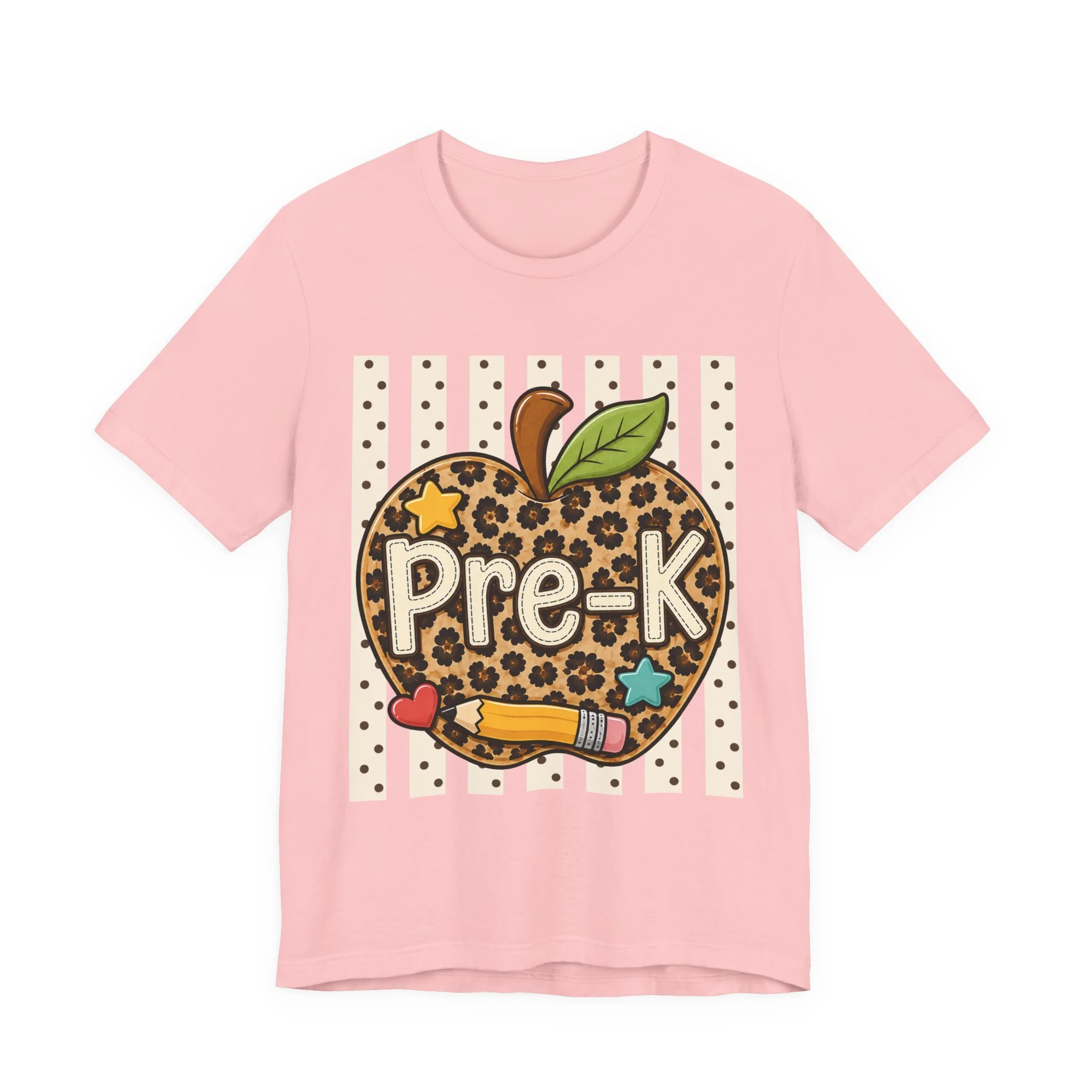 Pre-K Leopard Apple T‑Shirt – Cute Preschool Teacher / Student Tee with Pencil & Stars