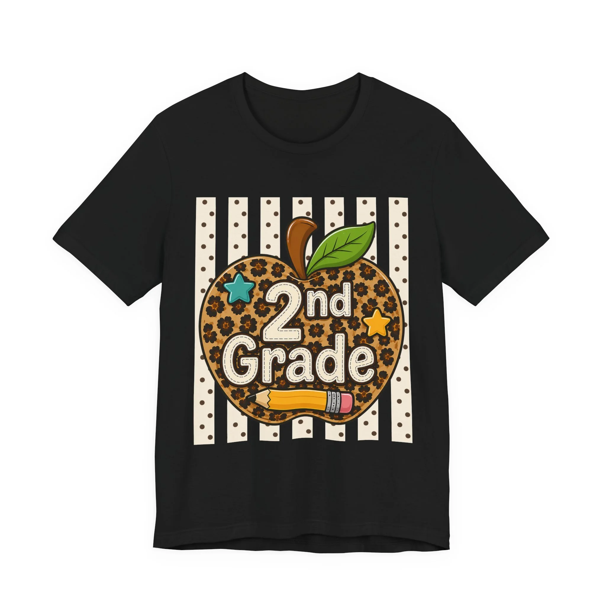 2nd Grade Leopard Apple Tee — Cute Back-to-School Shirt for Teachers & Students