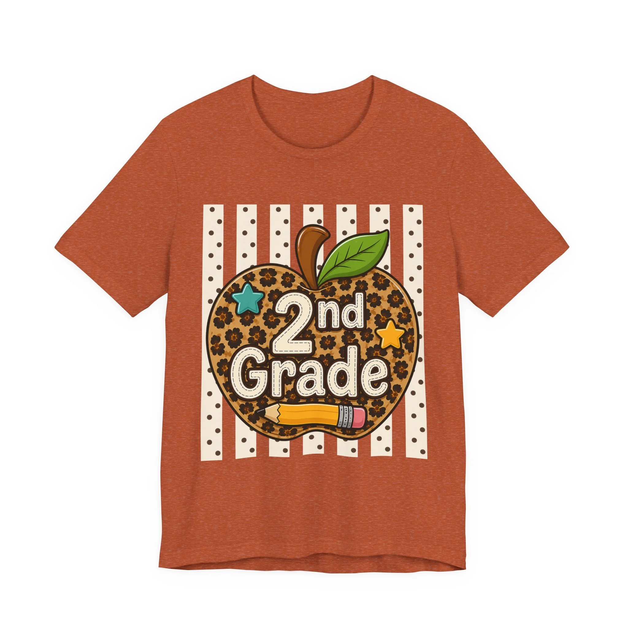 2nd Grade Leopard Apple Tee — Cute Back-to-School Shirt for Teachers & Students