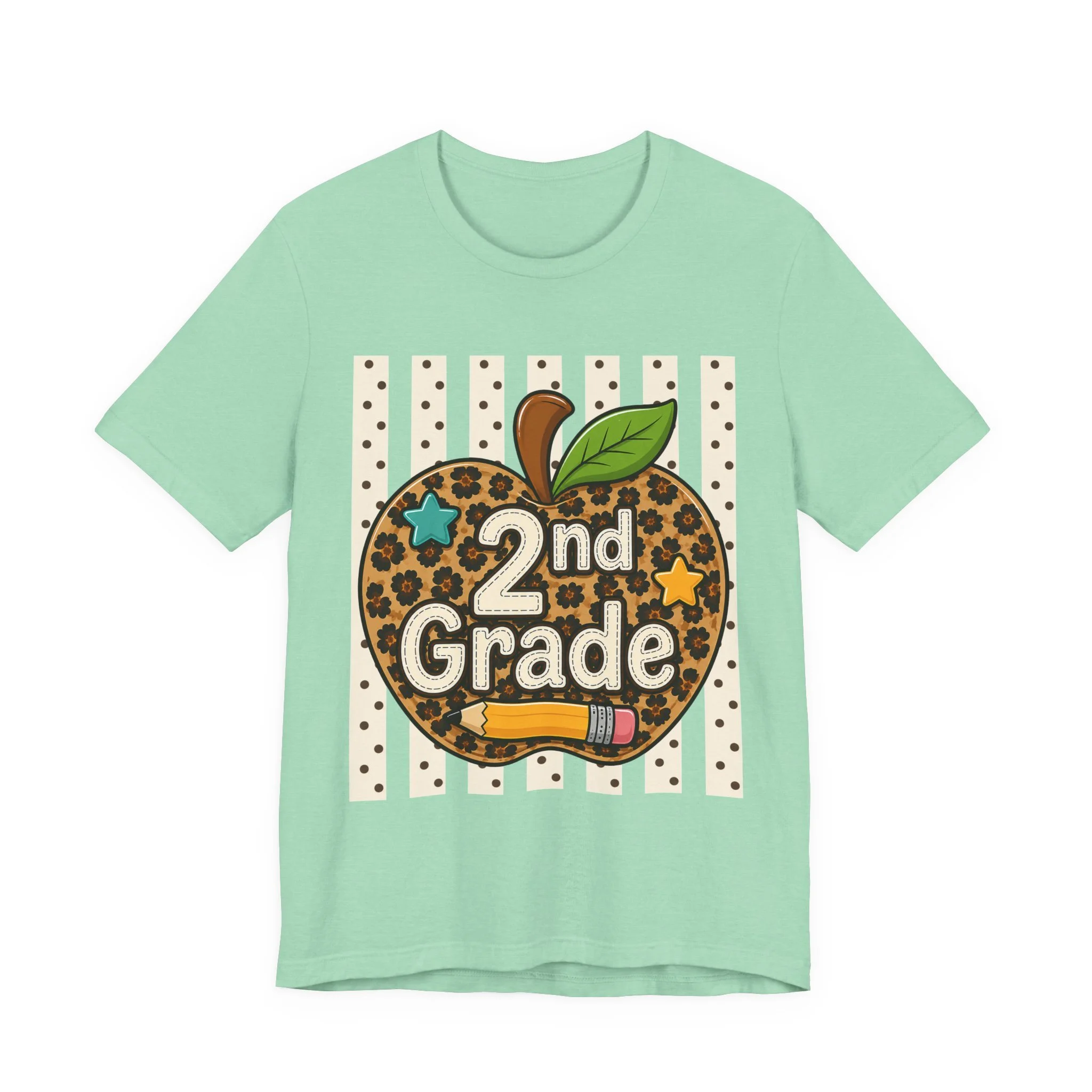 2nd Grade Leopard Apple Tee — Cute Back-to-School Shirt for Teachers & Students