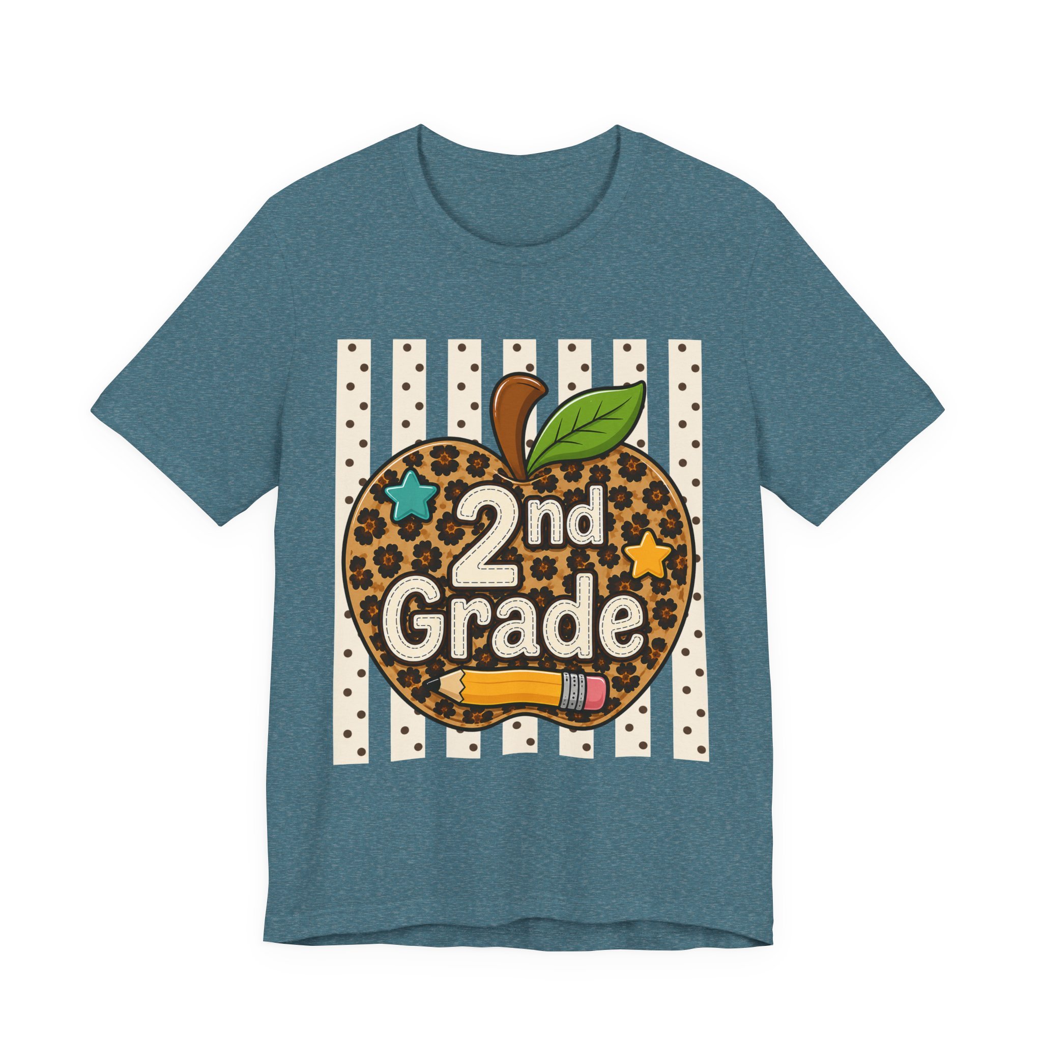 2nd Grade Leopard Apple Tee — Cute Back-to-School Shirt for Teachers & Students