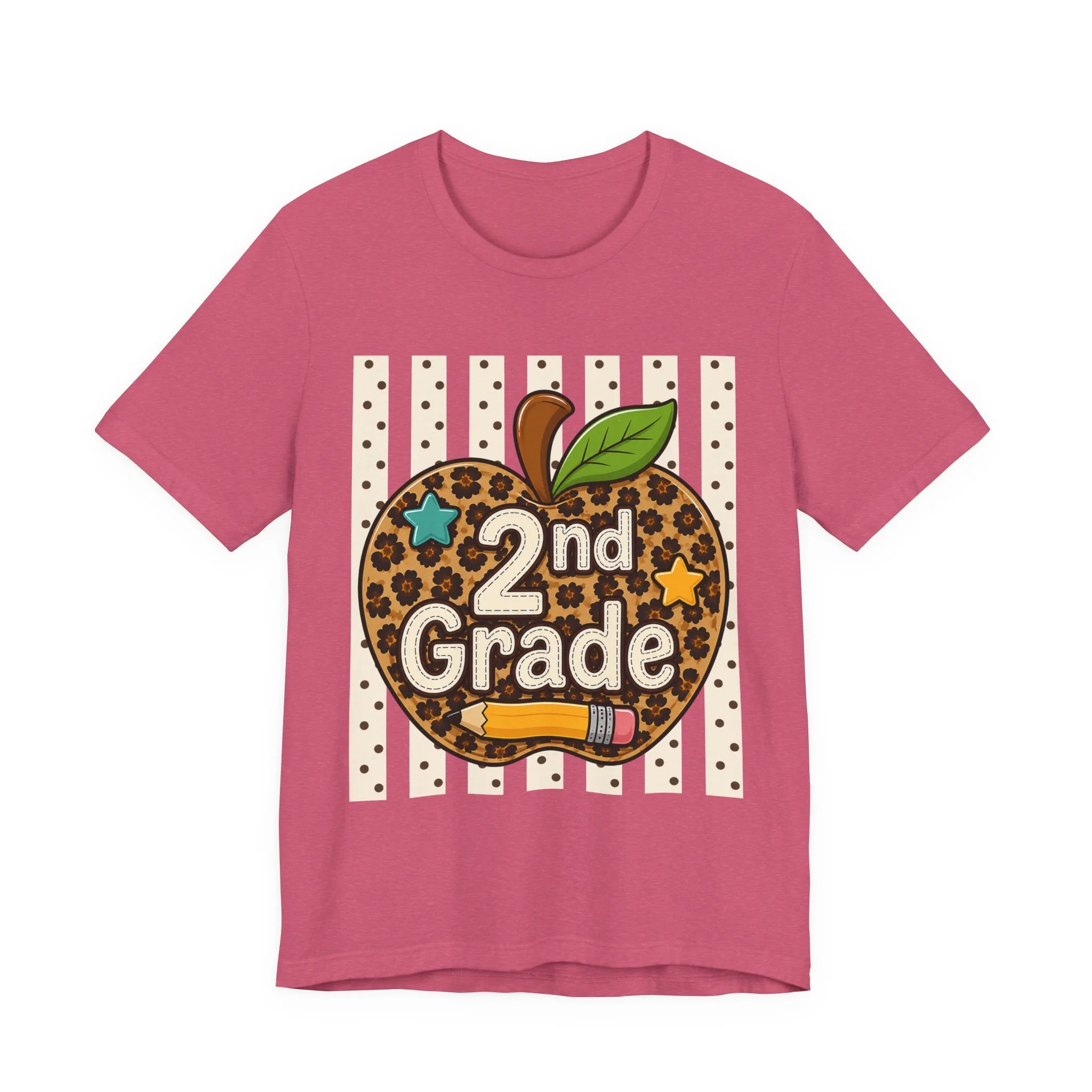 2nd Grade Leopard Apple Tee — Cute Back-to-School Shirt for Teachers & Students