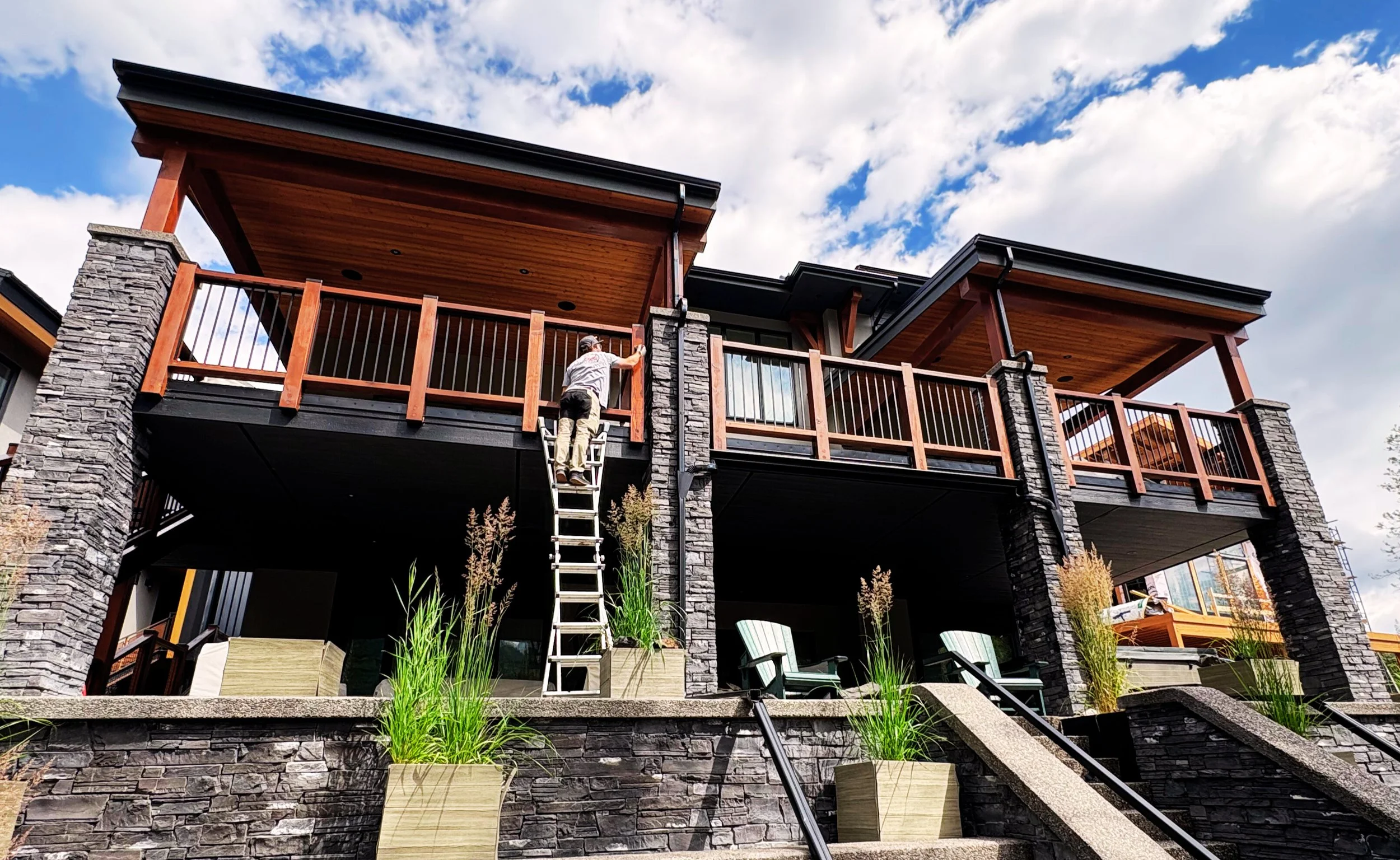 exterior wood staining in Canmore Alberta Stewart creek