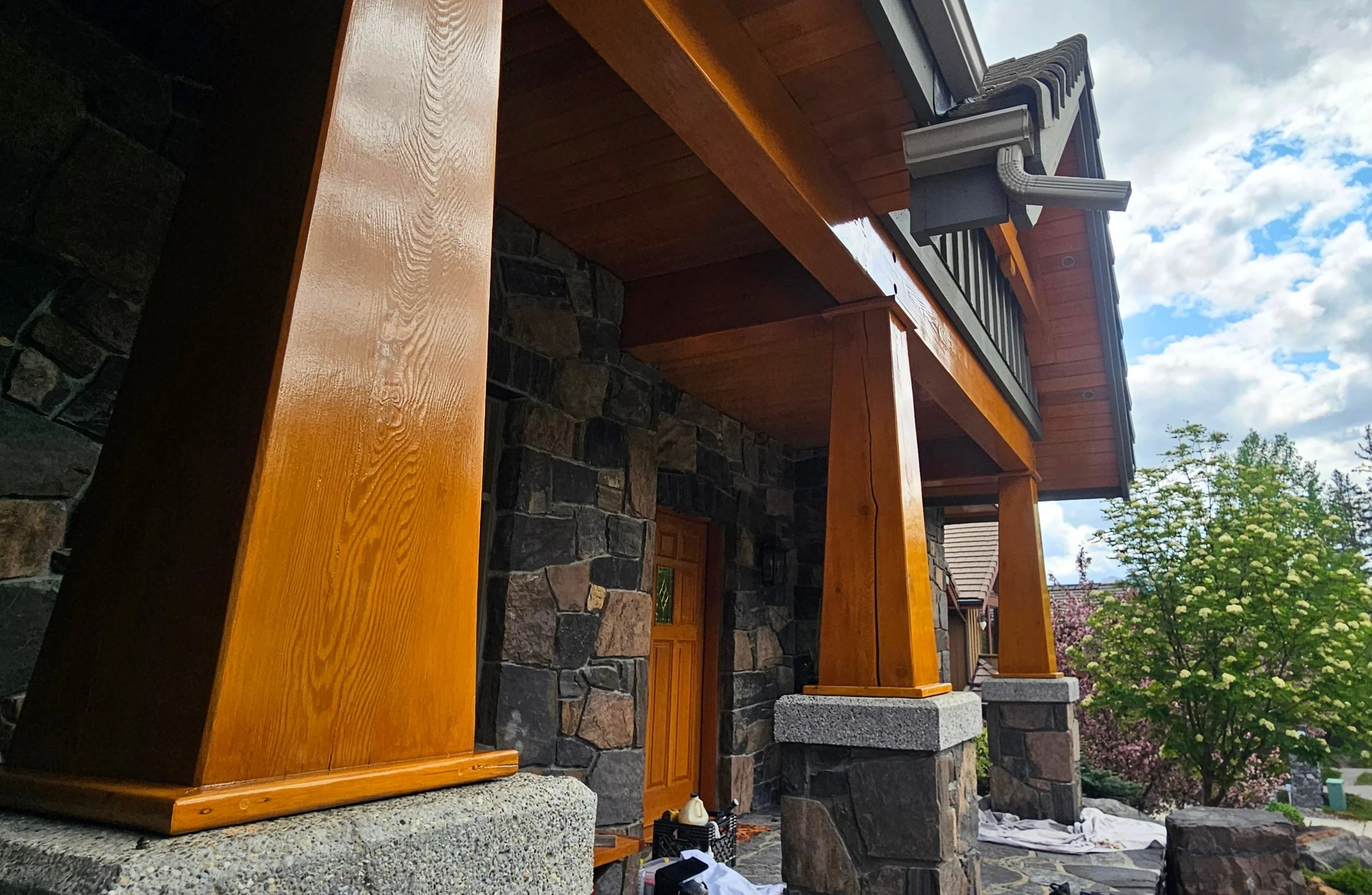 Exterior wood stain and protection in Canmore Alberta