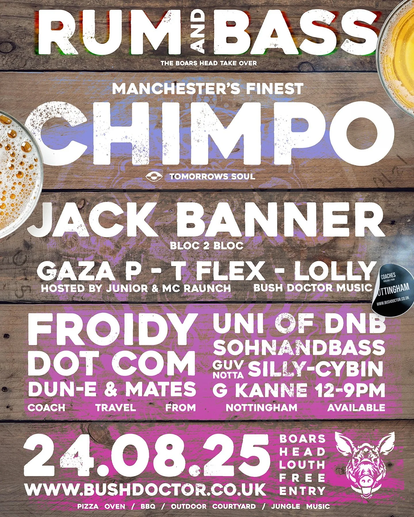 RUM &amp; BASS &ndash; LINEUP DROP 🥁🇯🇲
Sunday 24th August &bull; 12PM - 9PM &bull; @theboarsheadlouth , Louth

This is the sound clash for your summer bank holiday: FREE entry all day, outdoor courtyard, real ale, rum specials, pizza &amp; BBQ. Ju