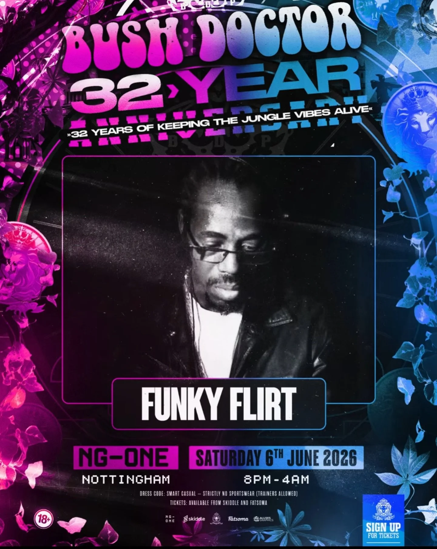 🔥 WELCOME FUNKY FLIRT TO THE LINE-UP 🔥

Jungle royalty steps into the dance for the very first time at Bush Doctor 👀

We&rsquo;re proud to welcome DJ Funky Flirt for his Bush Doctor debut at BUSH DOCTOR 32

A true veteran of the jungle and drum an