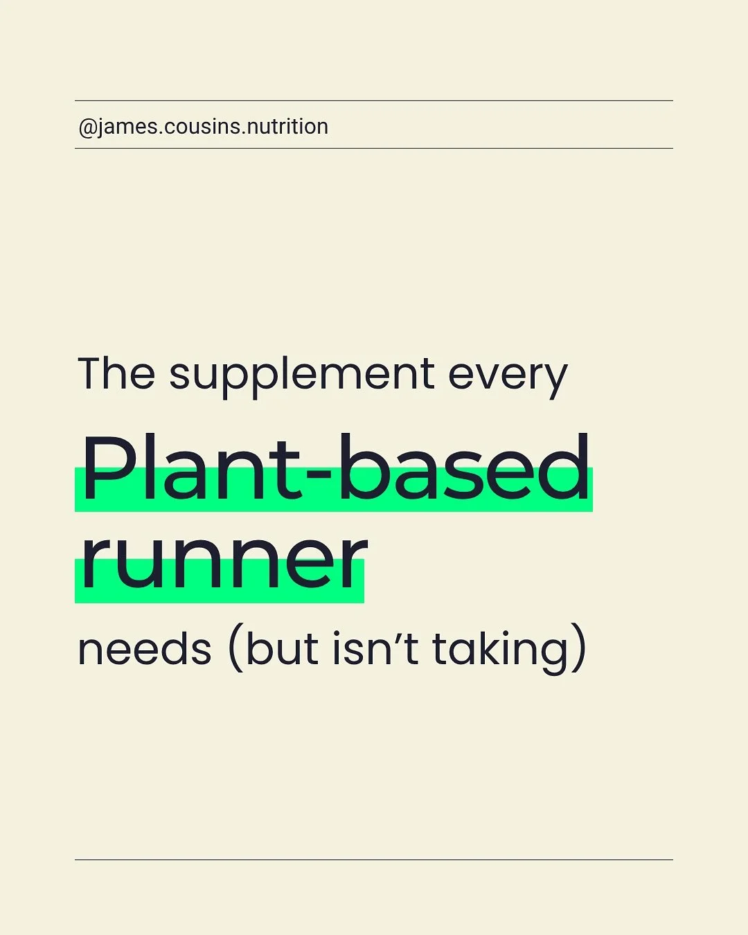 The supplement every plant-based runner needs (but isn&rsquo;t taking):

👉 Vitamin B12 (Cobalamin)

Crucial for:
✅ Red blood cell &amp; haemoglobin formation
✅ Nerve health &amp; muscle function 
✅ Immune &amp; inflammatory regulation 

Low B12 &gt;