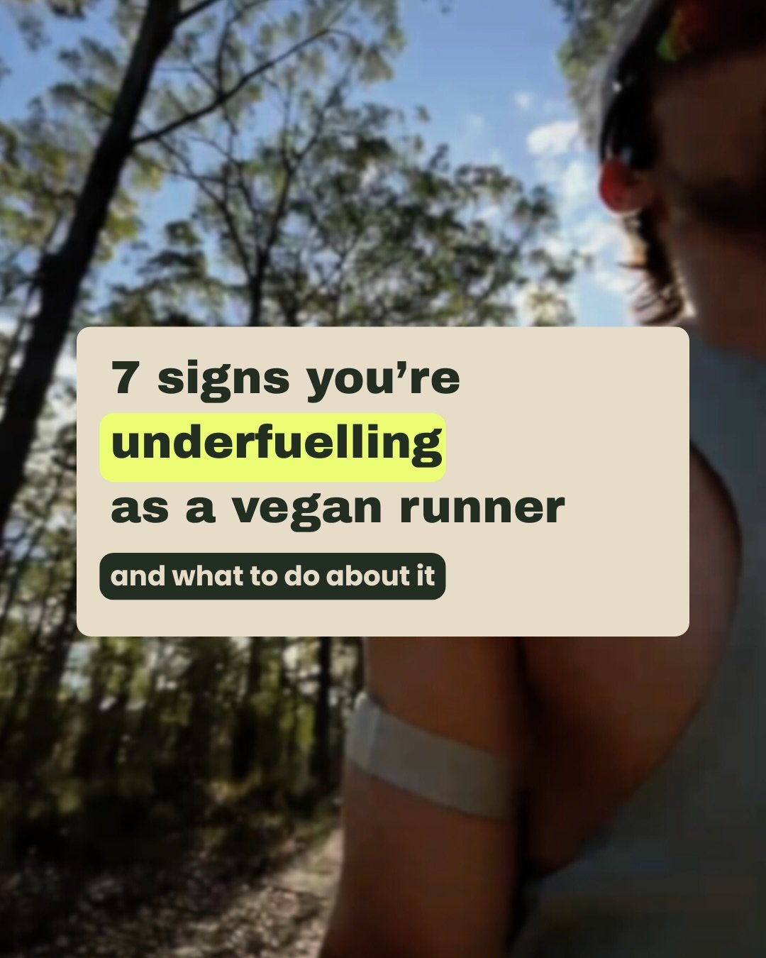 So many vegan runners are underfuelling, and it can lead to serious issues if left untreated. 

If any of these signs feel familiar to you, your nutrition is probably the thing holding your performance back right now.

I put together a free Race Fuel