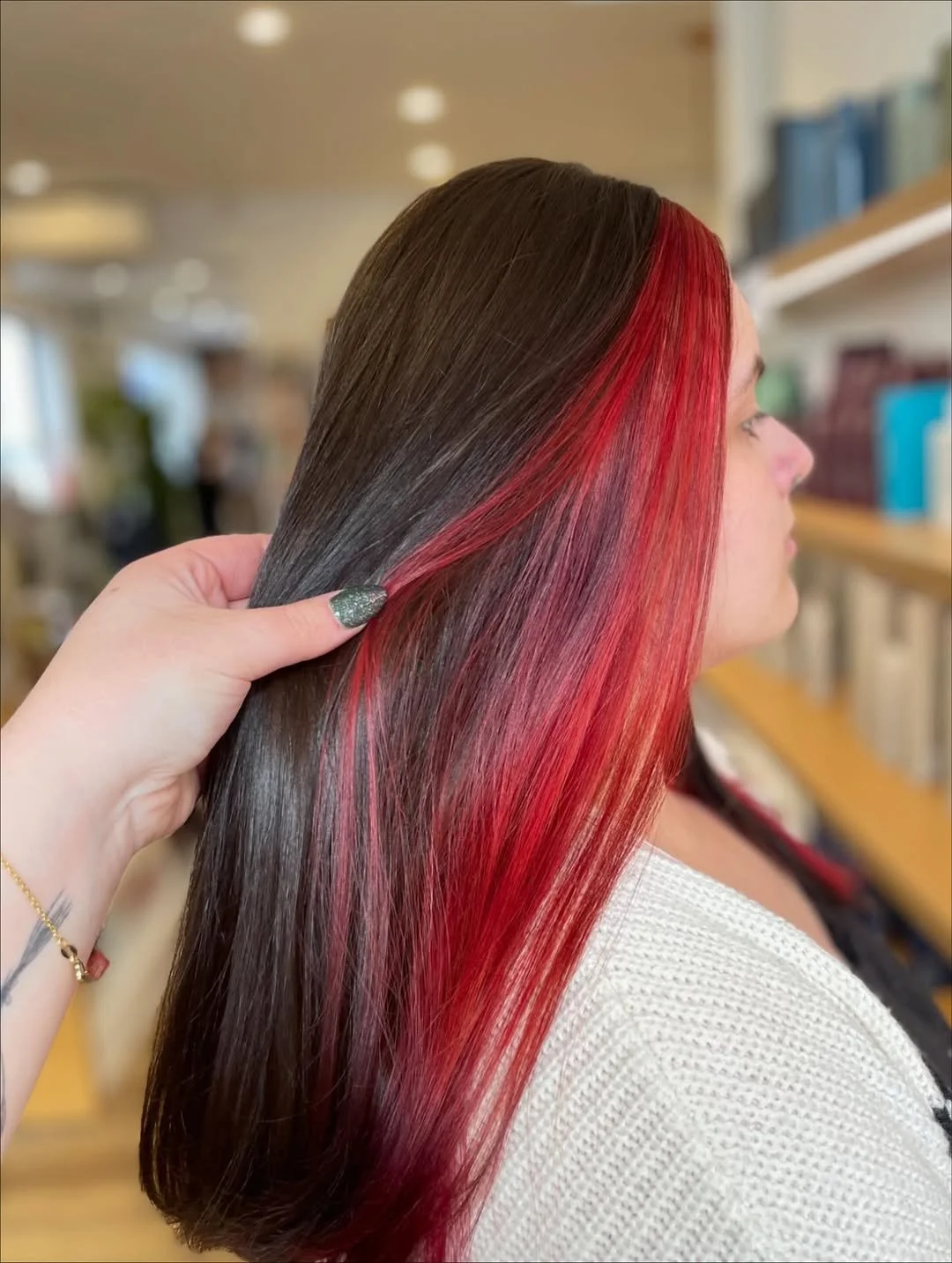A bold red peekaboo and money piece_Zaibatsu Hair Dunedin.jpg