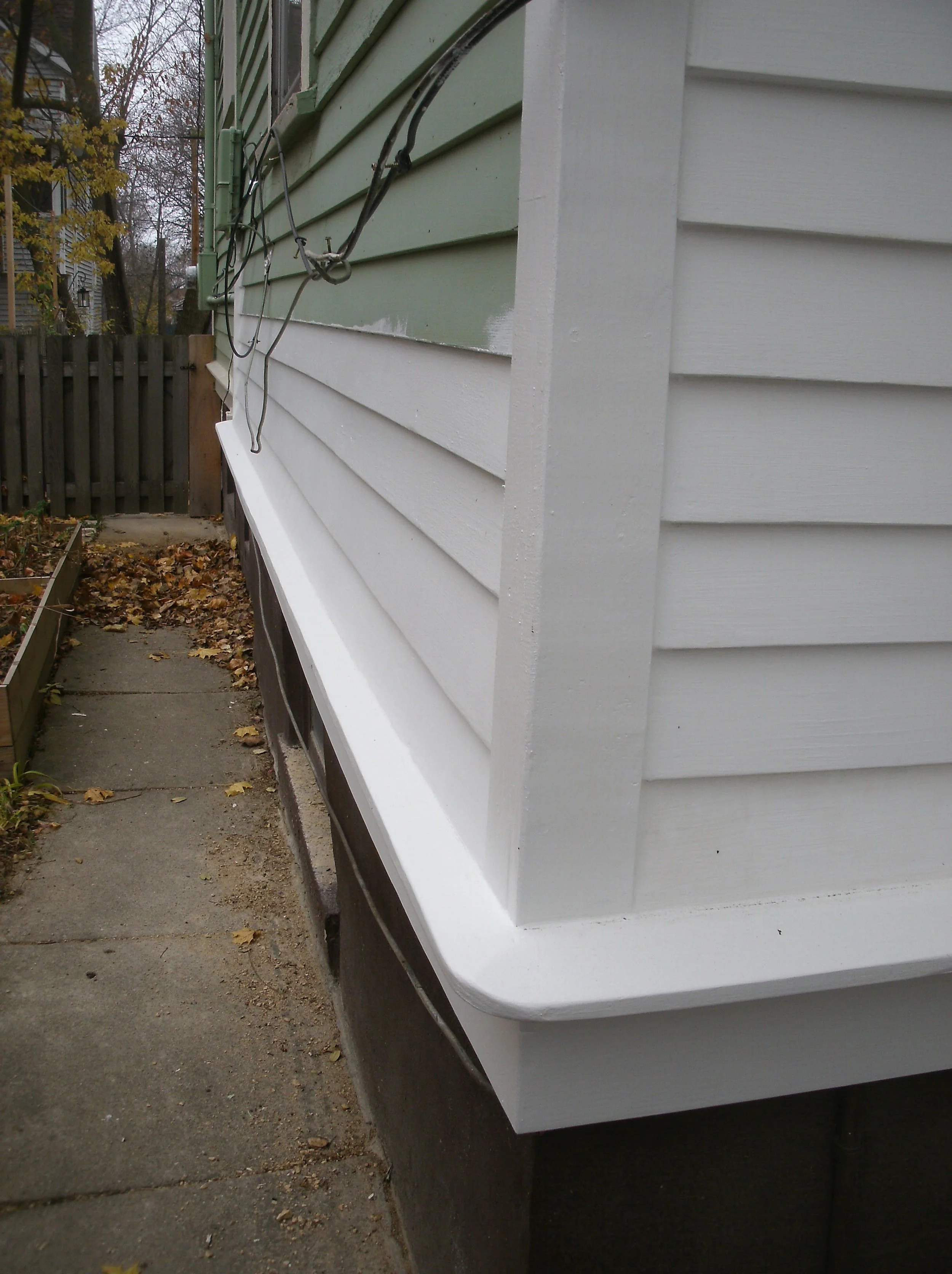 Another view of all of the new cool (primed white) wood.