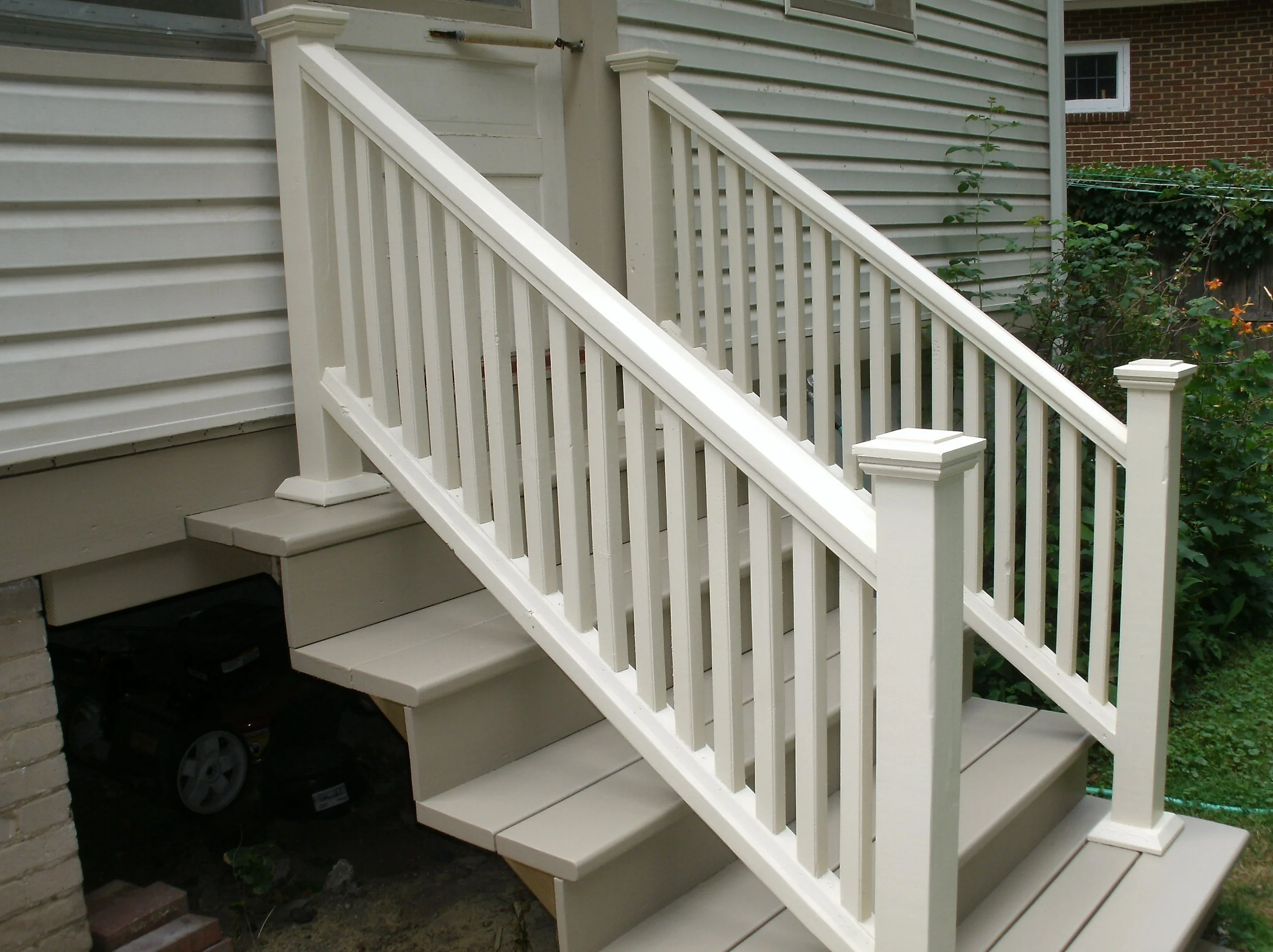 Another side view of the new back stairs painted.