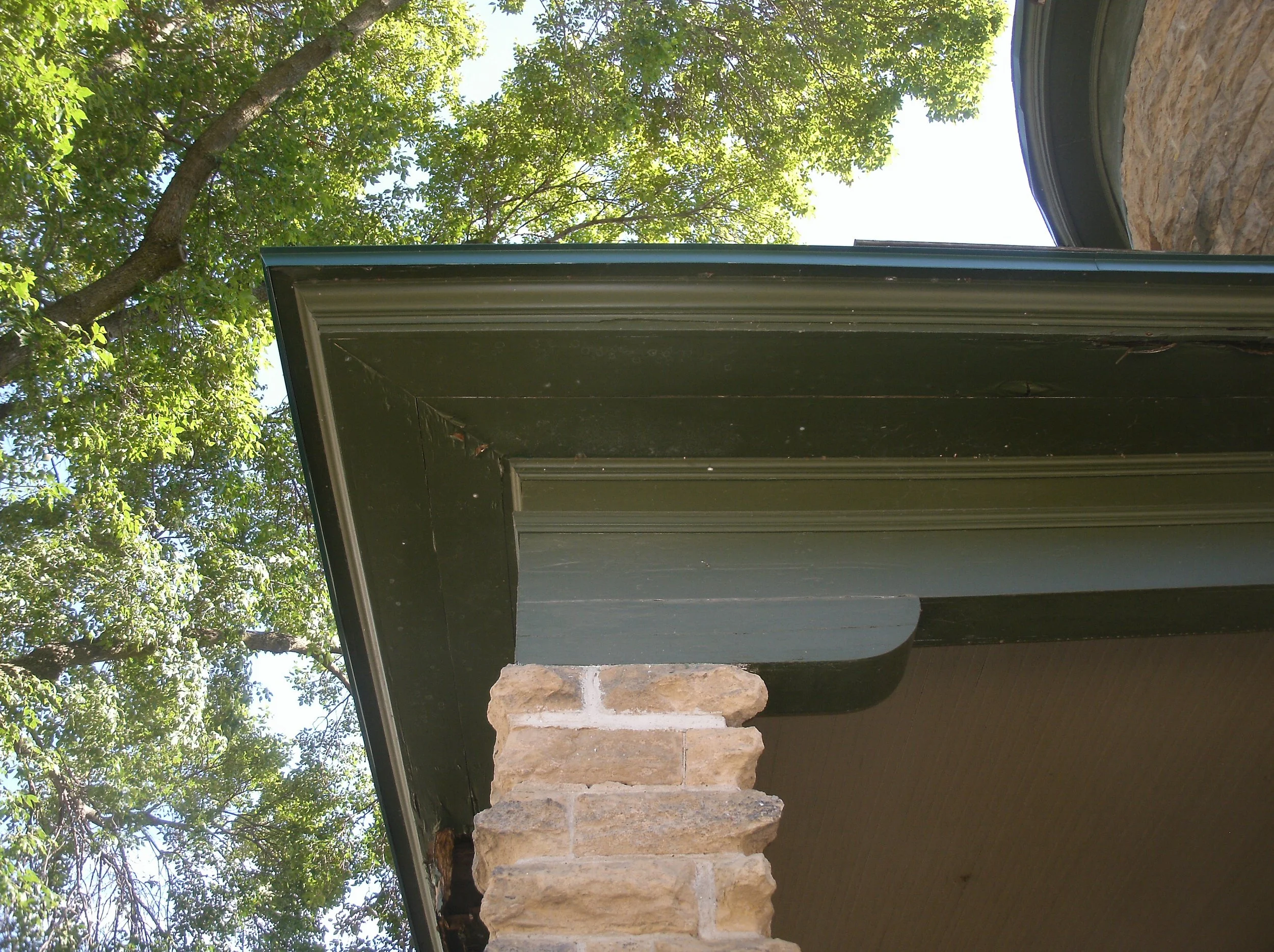 Damaged west end of front porch