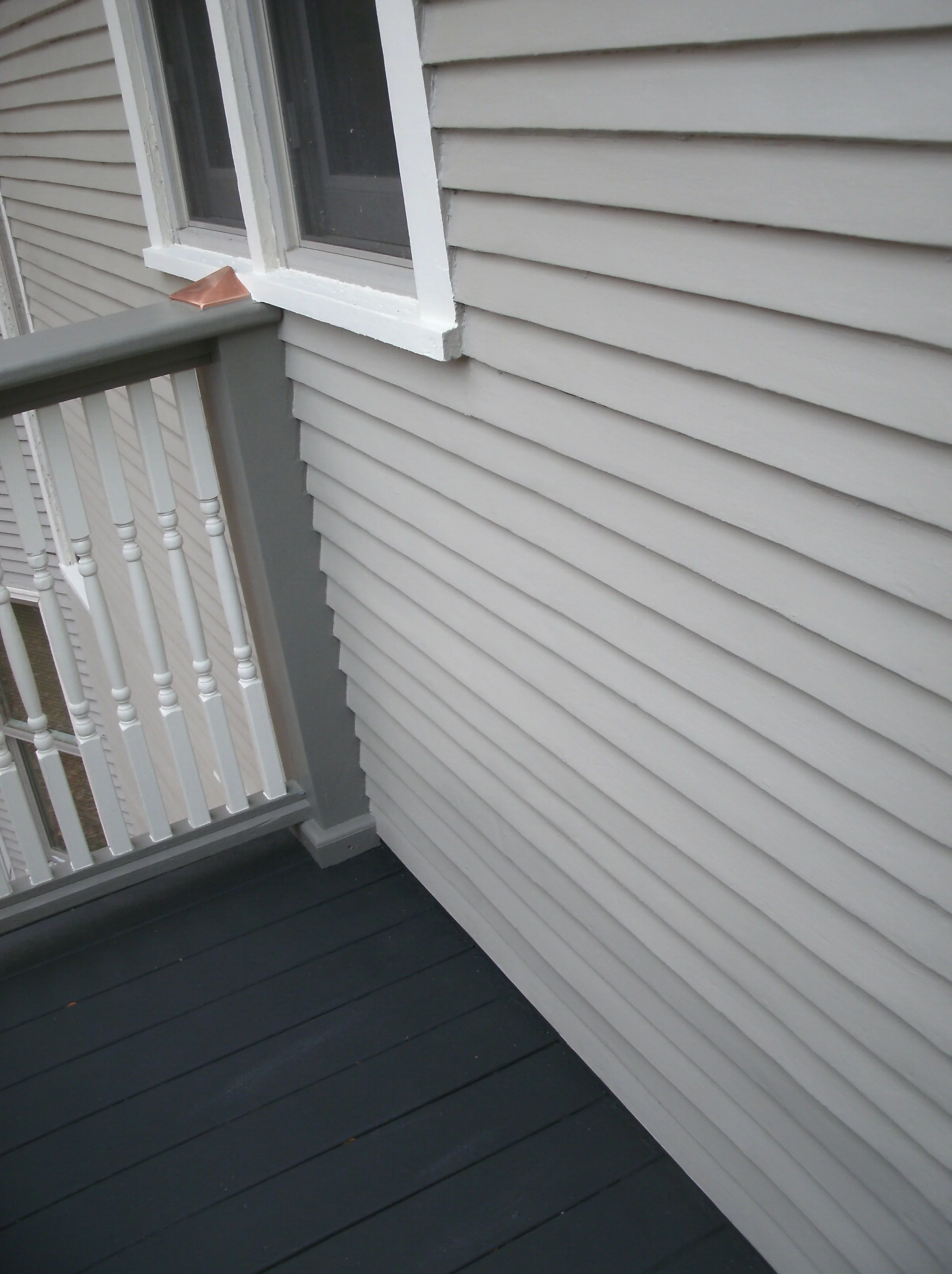 Another view of repaired siding.