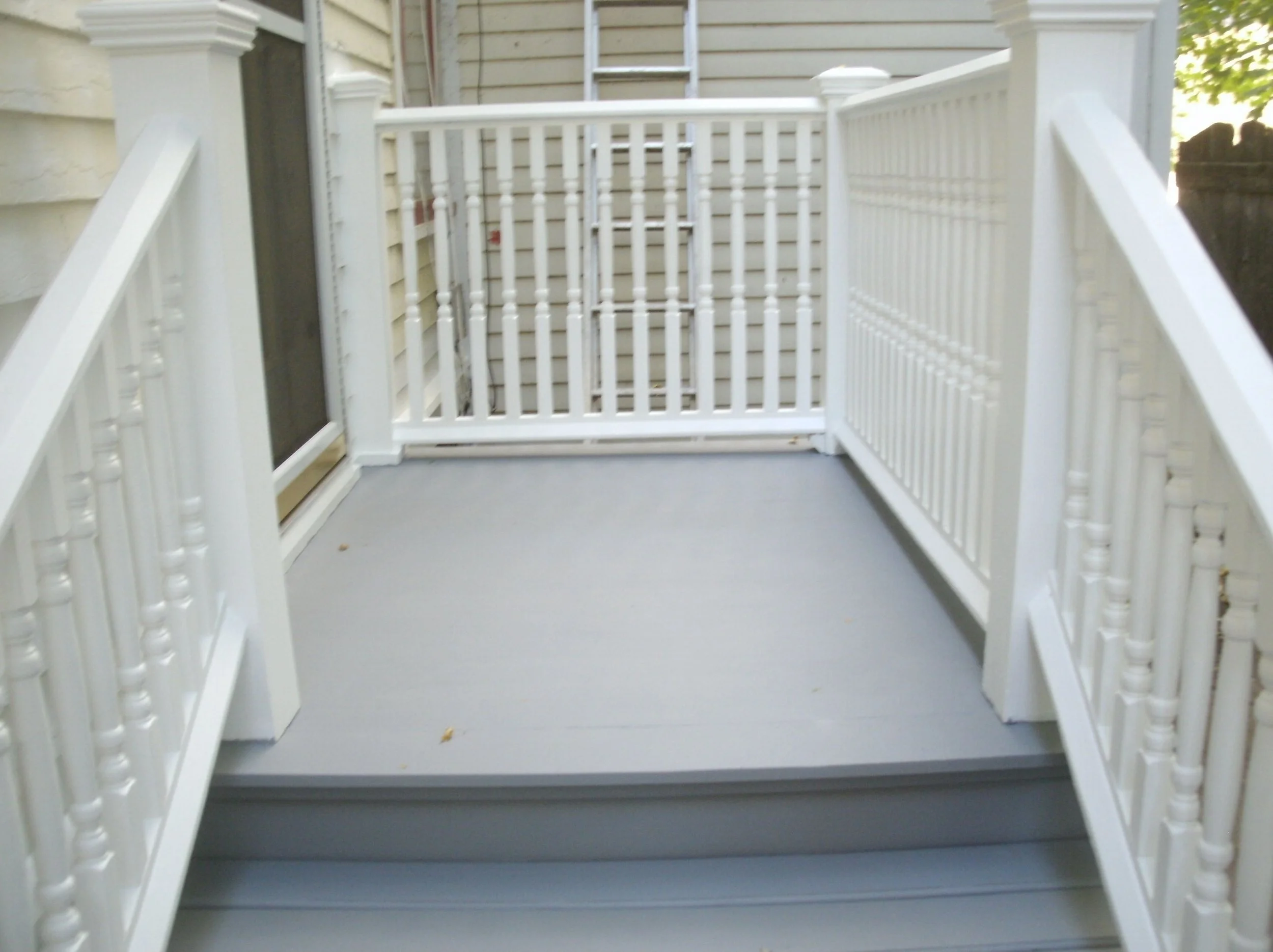 View of side porch stringers ready for treads and risers