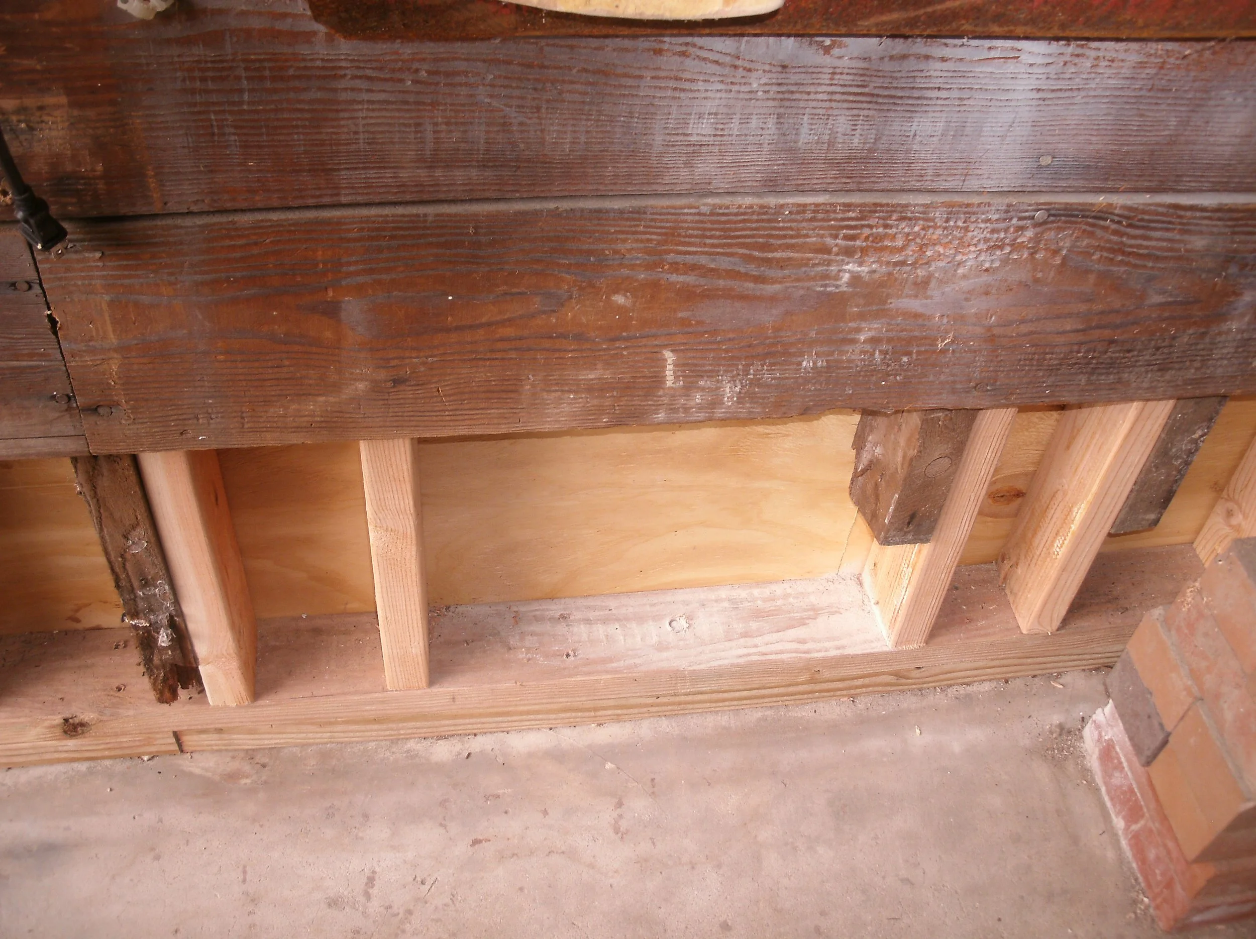 Exterior plywood sheathing mostly installed