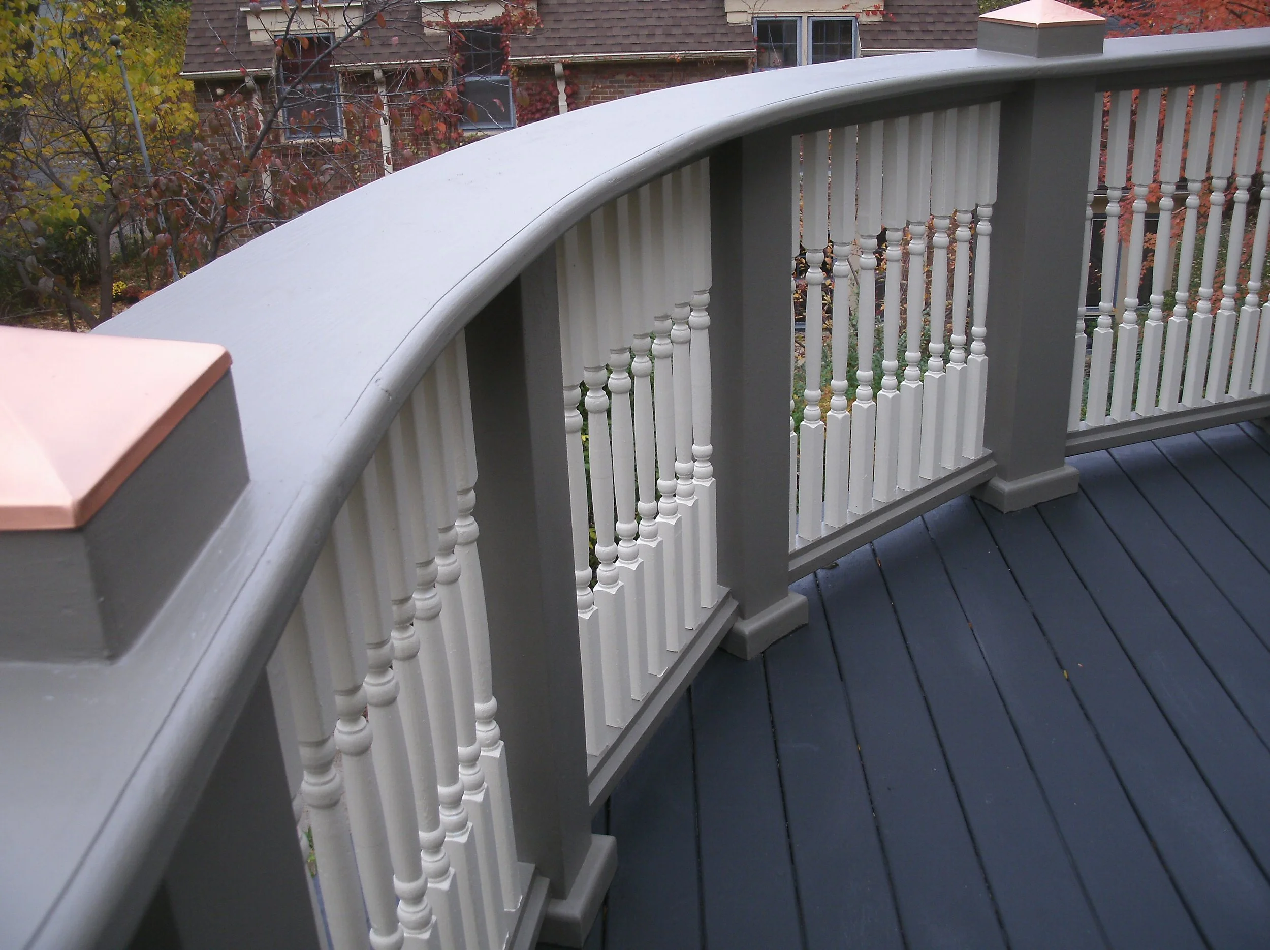 Another close-up of the rounded railing top.