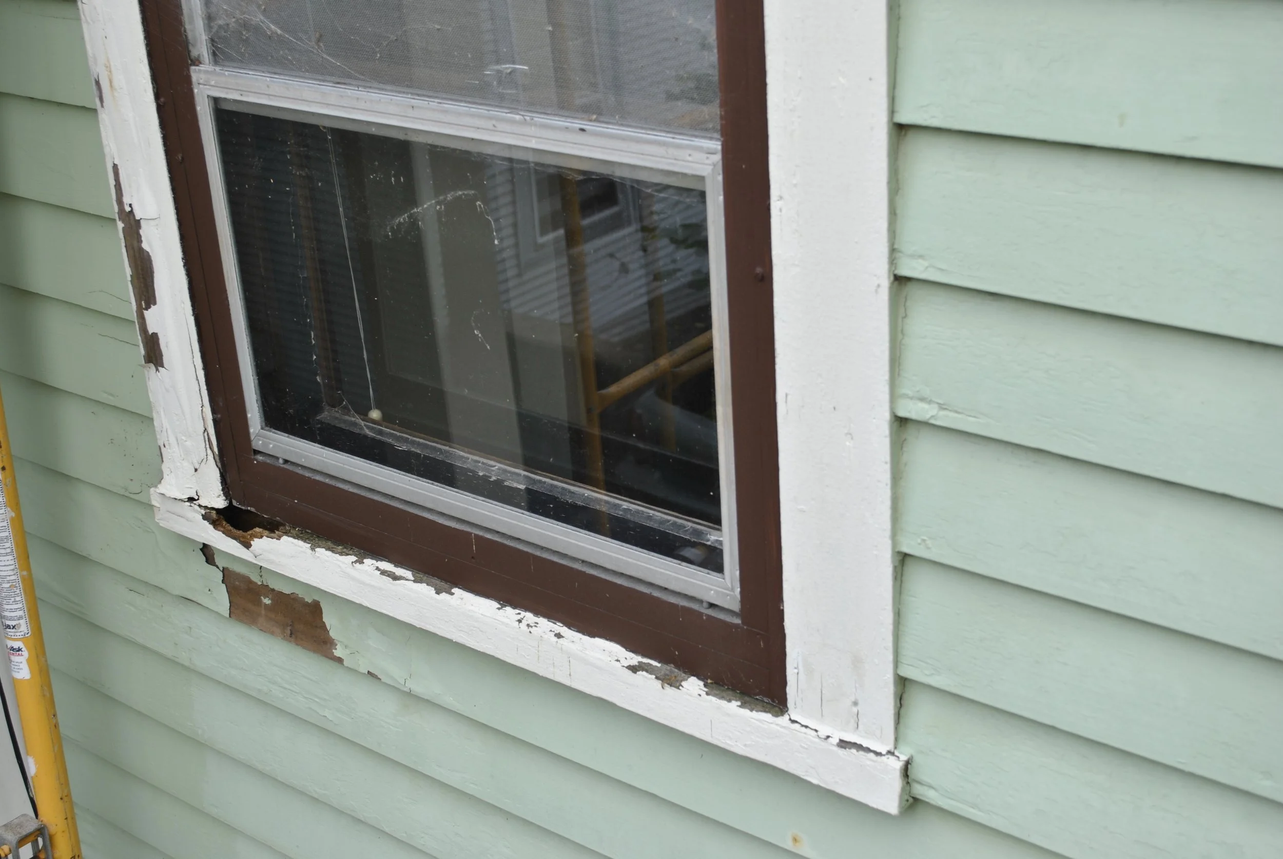 This is the level of rot in the sill, casing, and siding of the windows.