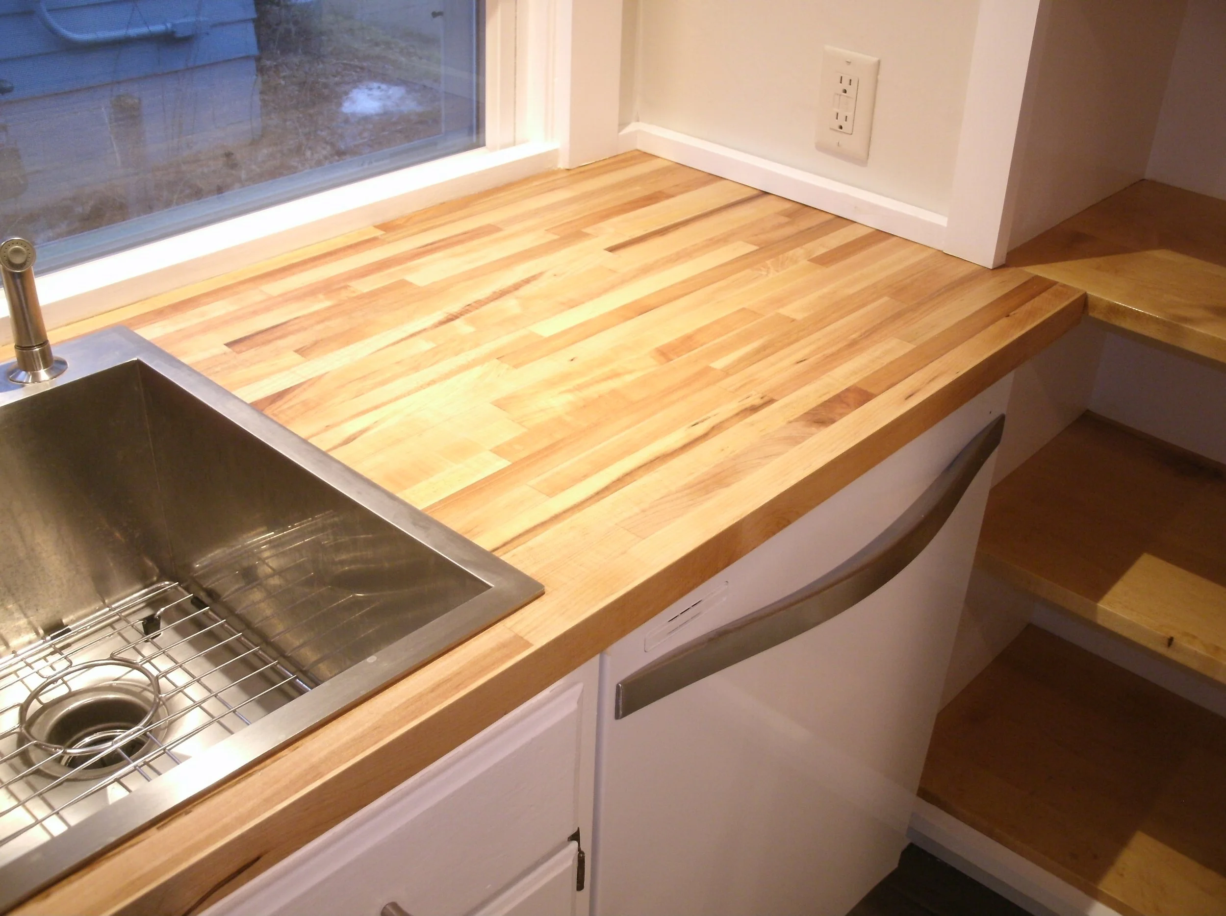 Sink countertop and window and wall trim