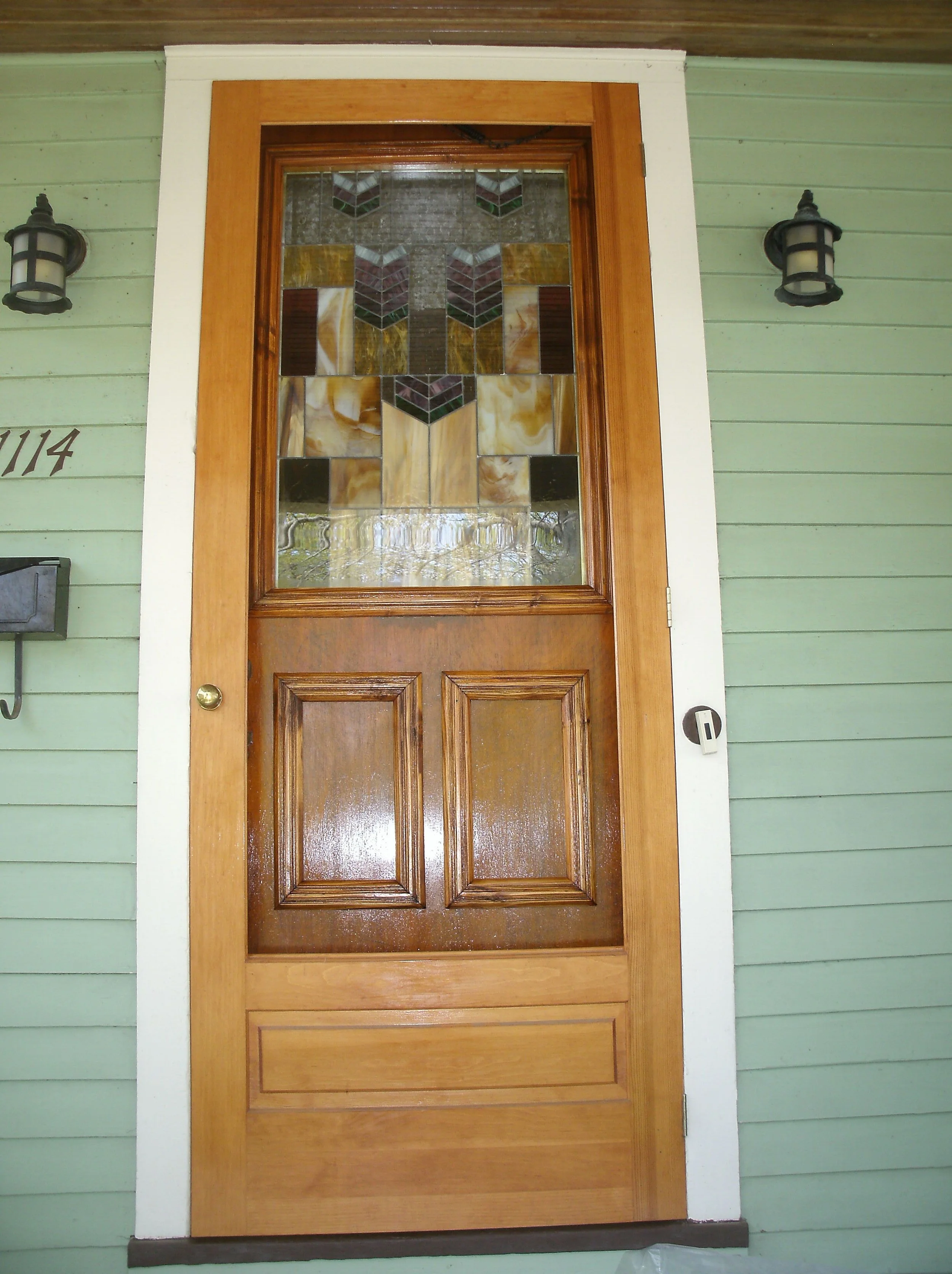 Front door brought back to glory plus the stained glass artistry