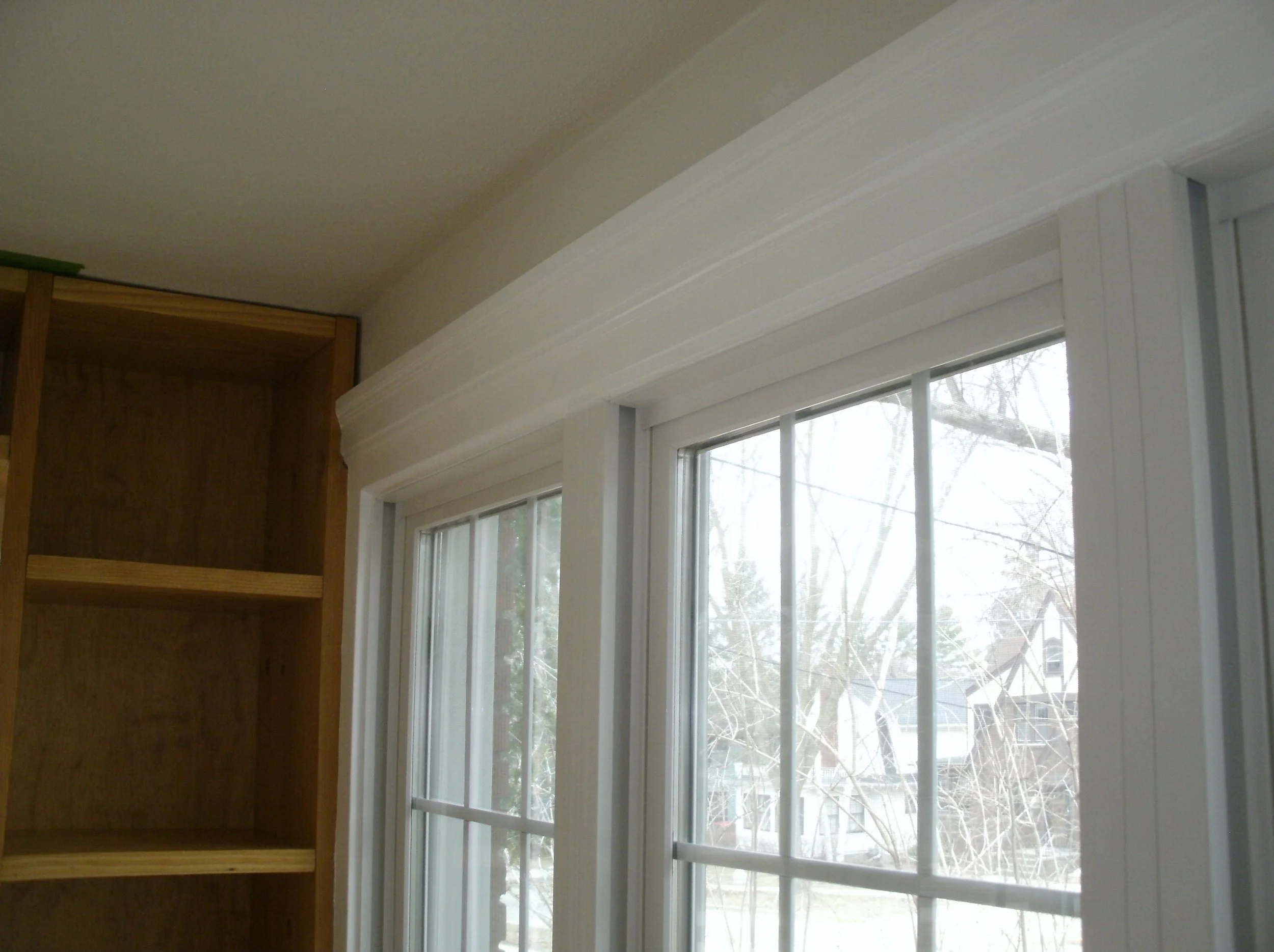 View of the top window trim, and how it intersected with the new shelves