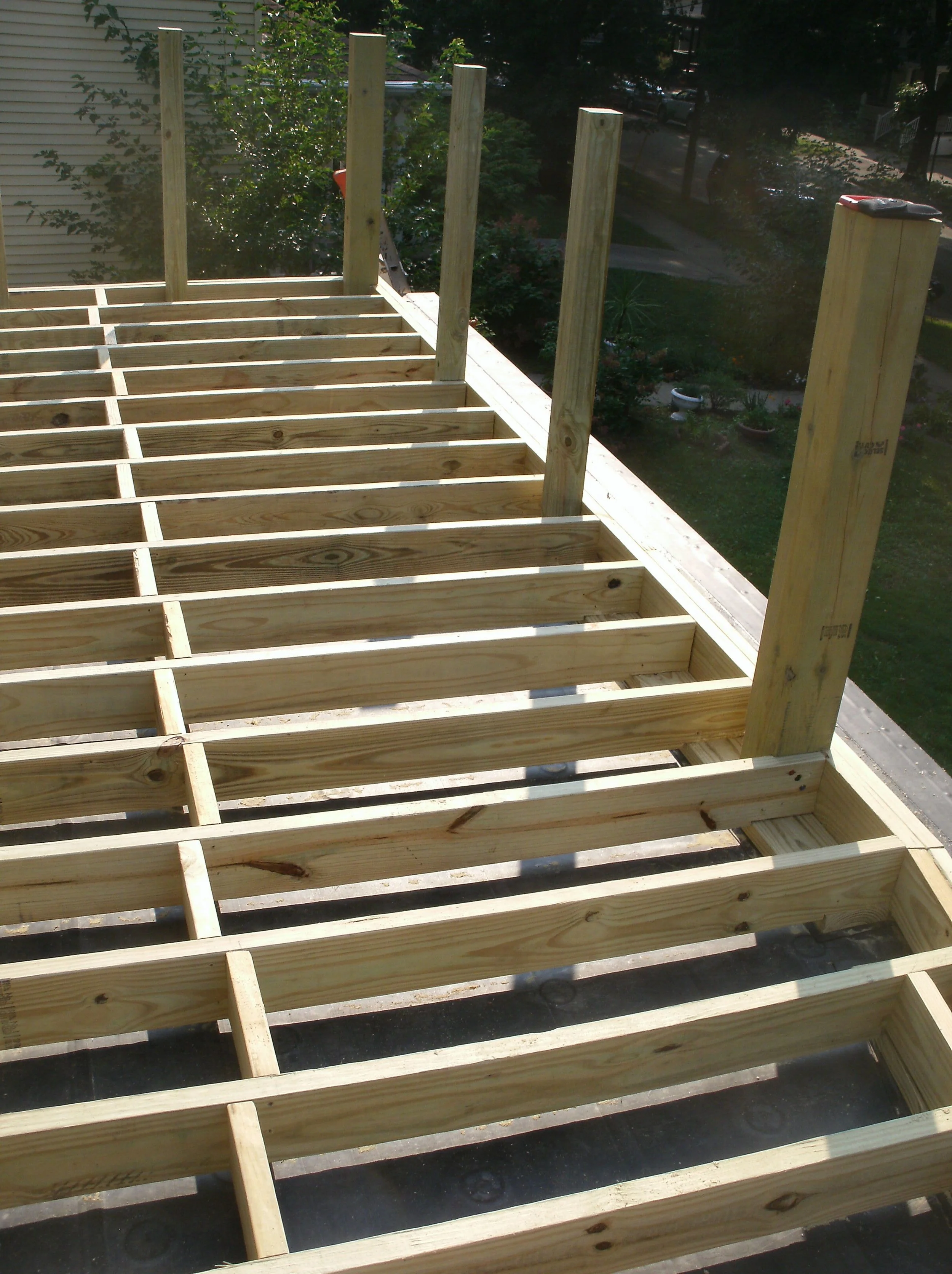 West end all joists and posts installed.