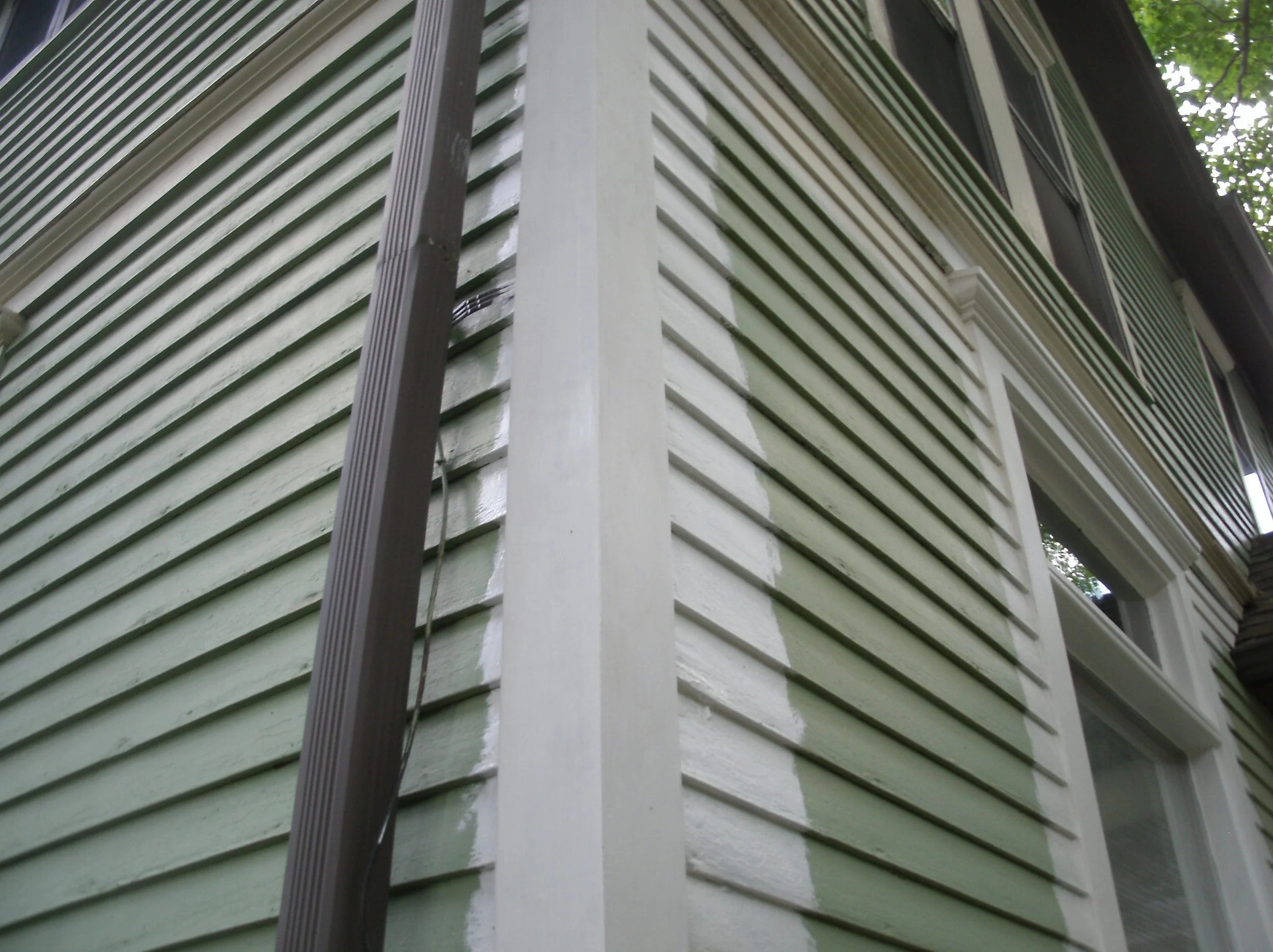 Detail of the drip edge installed and primed.