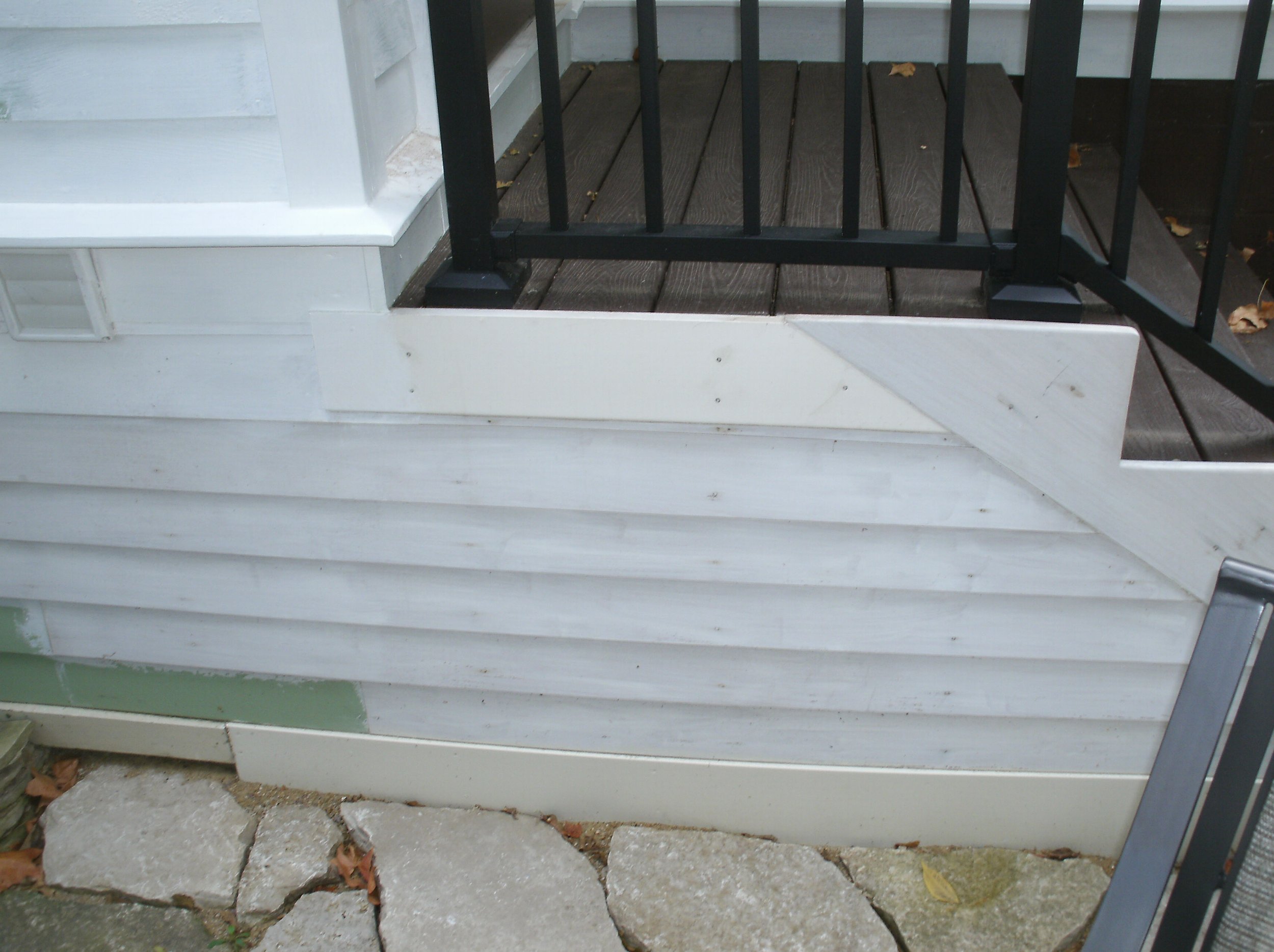 Close up of the new siding and trim.