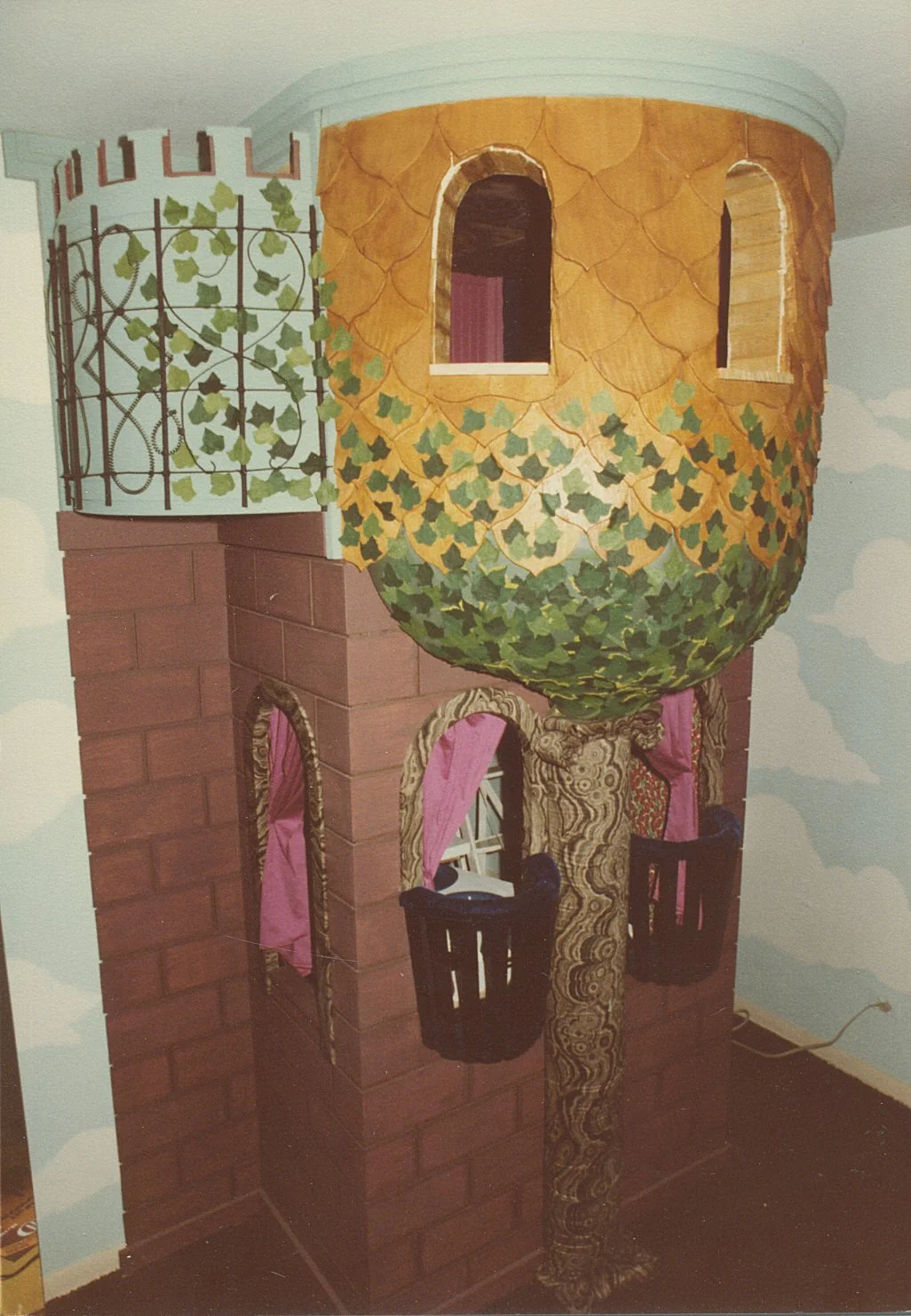 A good view of the wrought iron and the burgeoning ivy