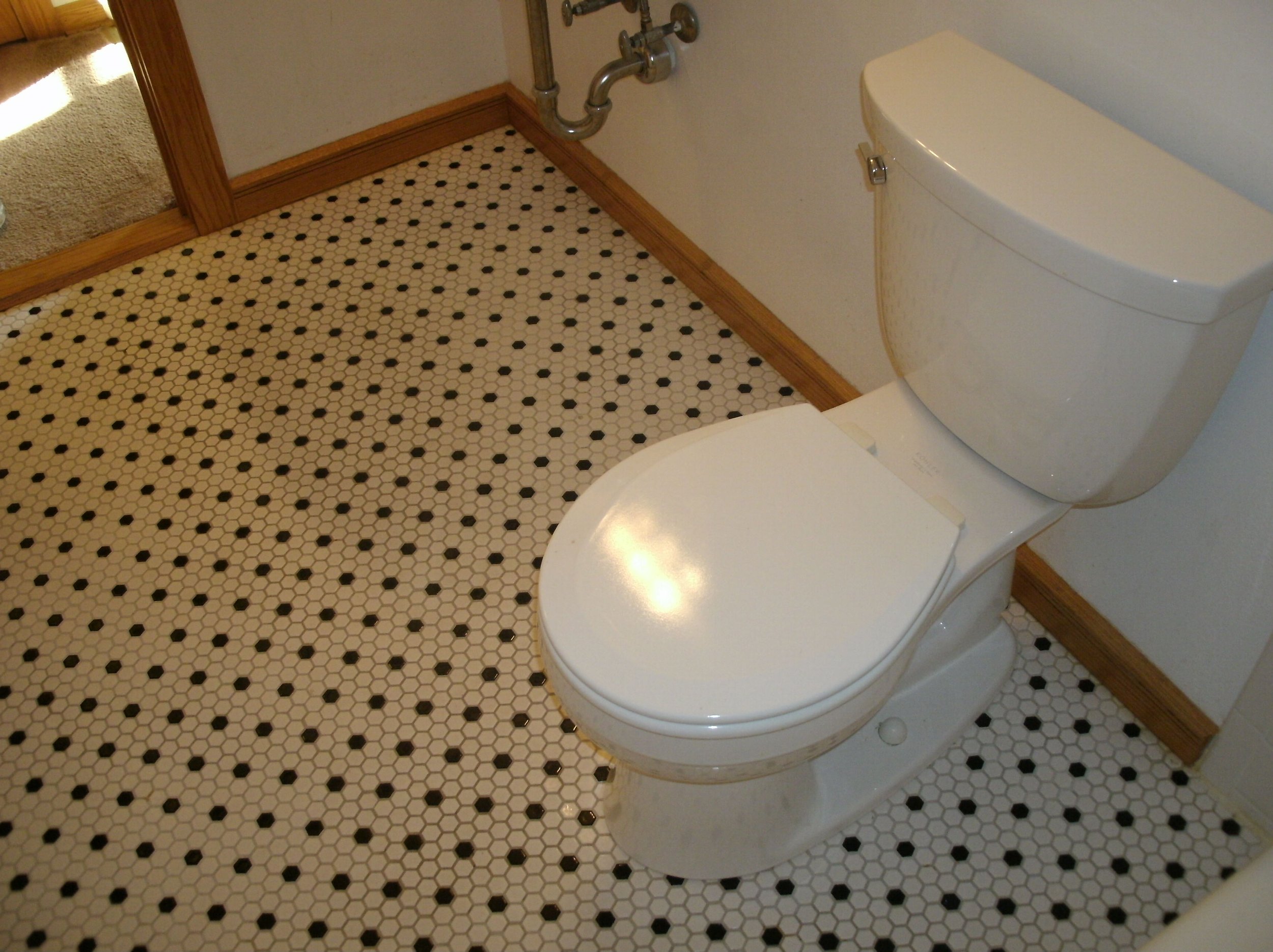 Another toilet and floor tile view