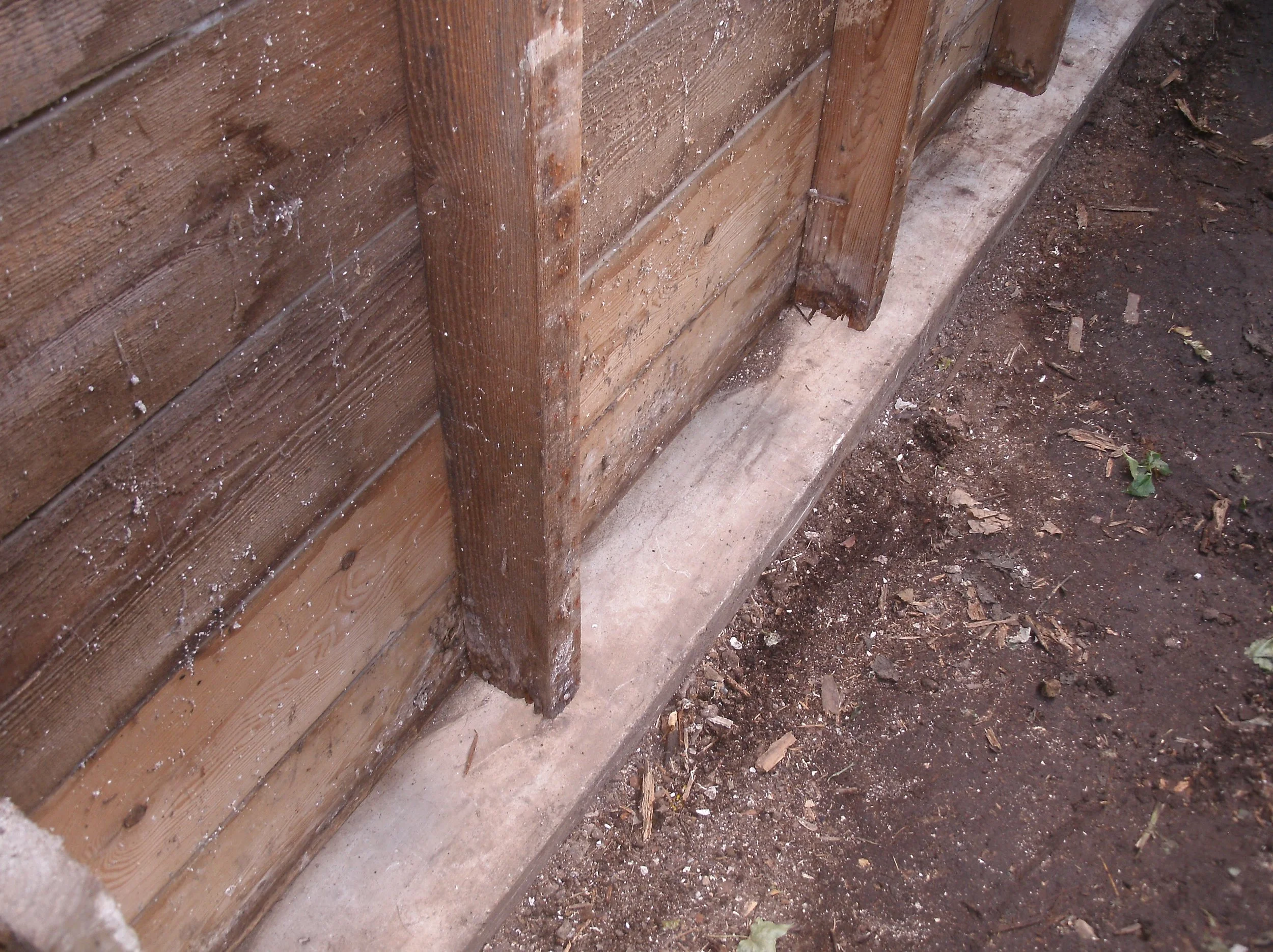 Rotted material removed waiting for new double bottom plate to be in installed