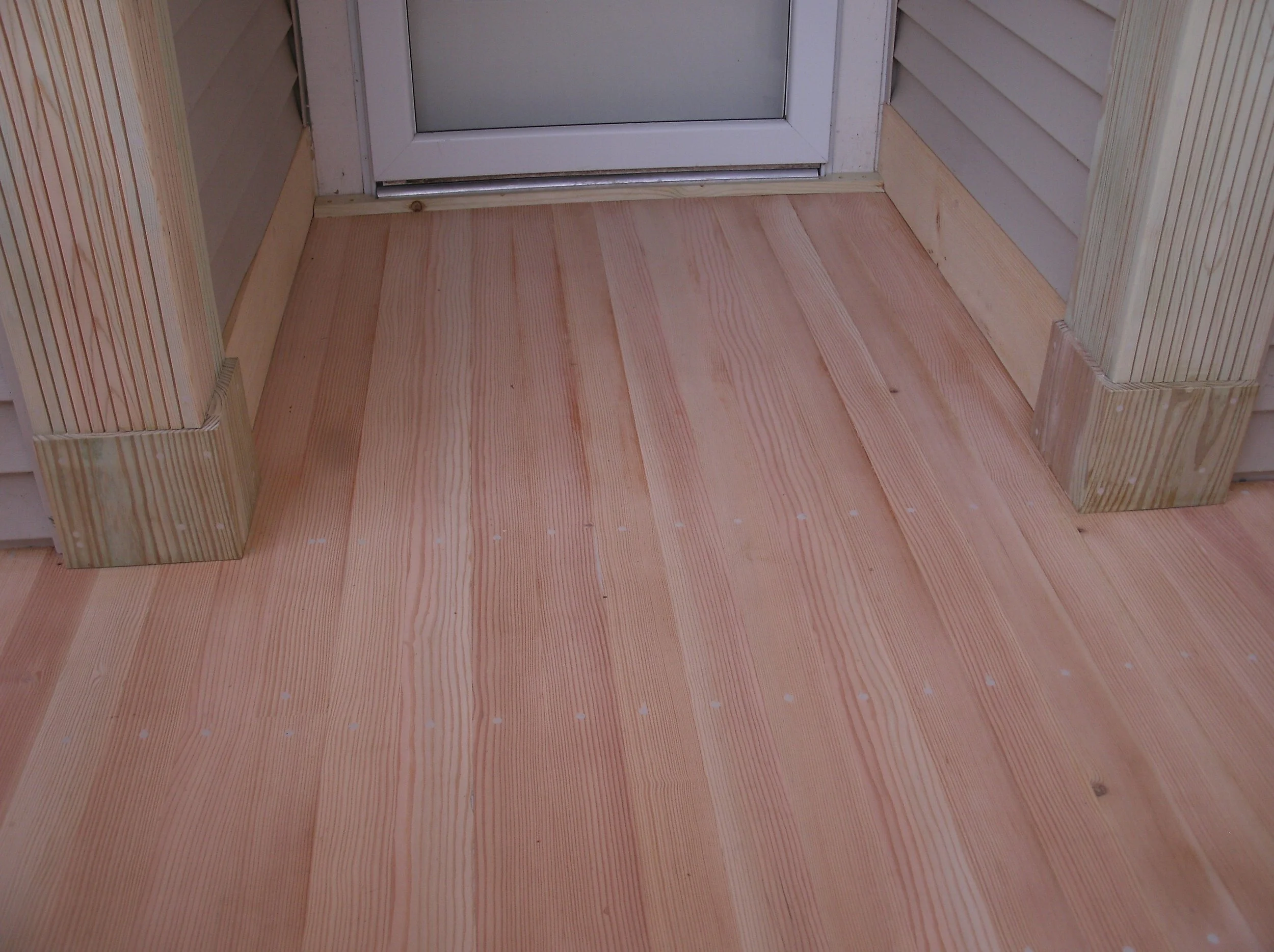 A view of the beautiful Doug fir decking
