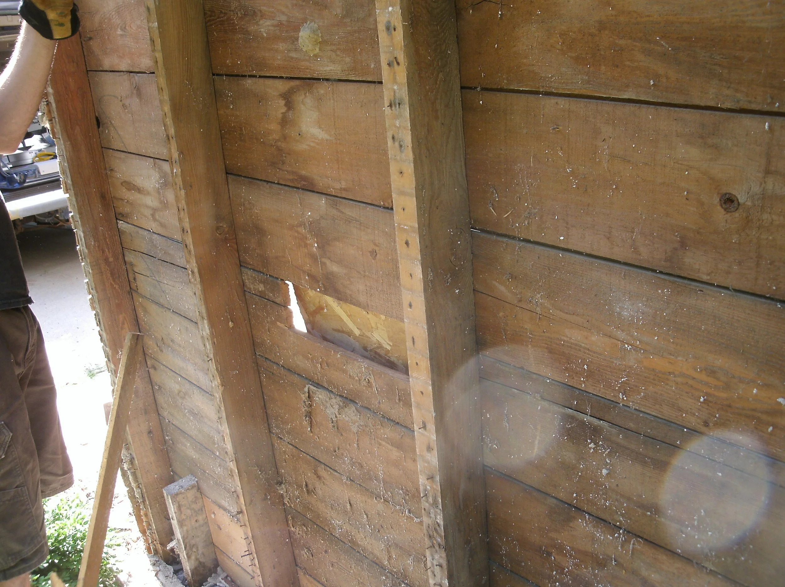 Some of the most damaged wall exposed